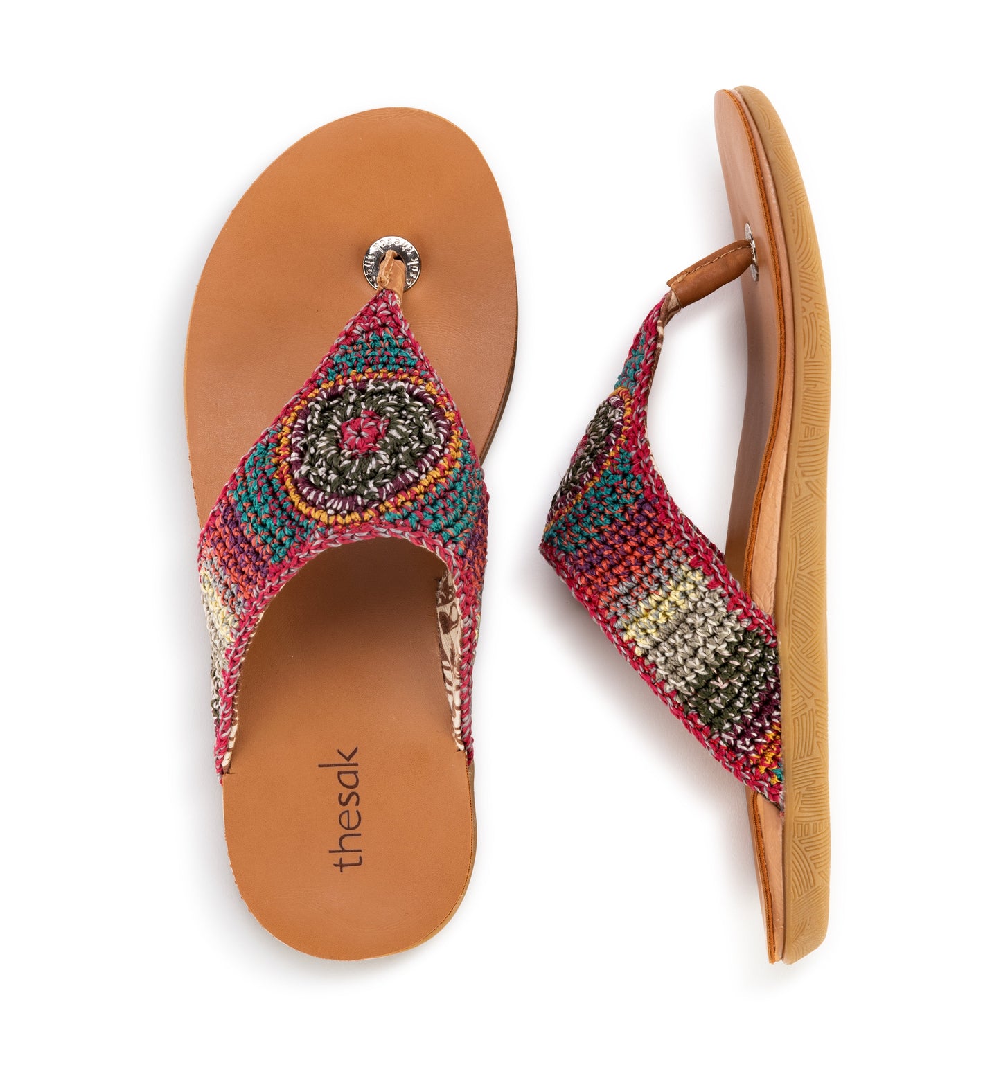 The Sak Shana Thong Sandals Crochet - |Sunset Stripe With Tobacco Batik|