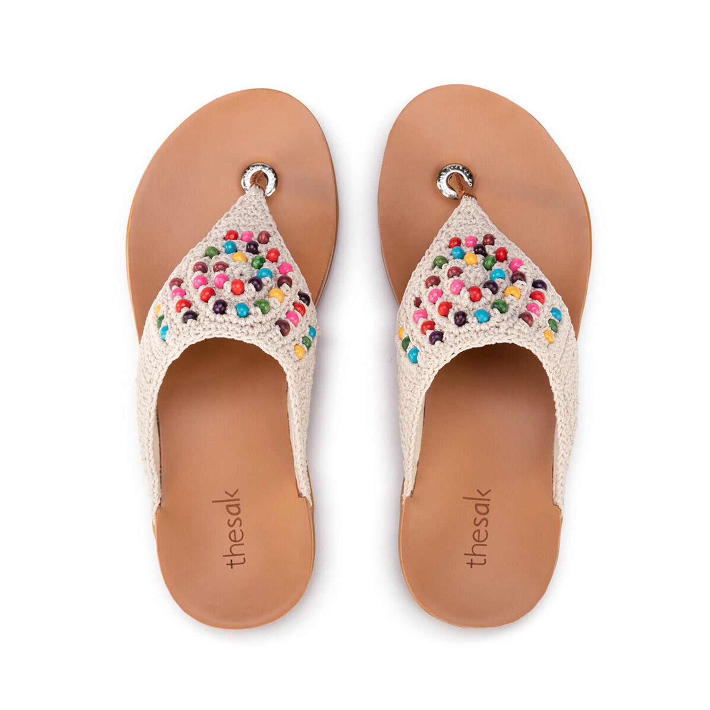 The Sak Shana Sandals Crochet - |Ecru Bali Bead|