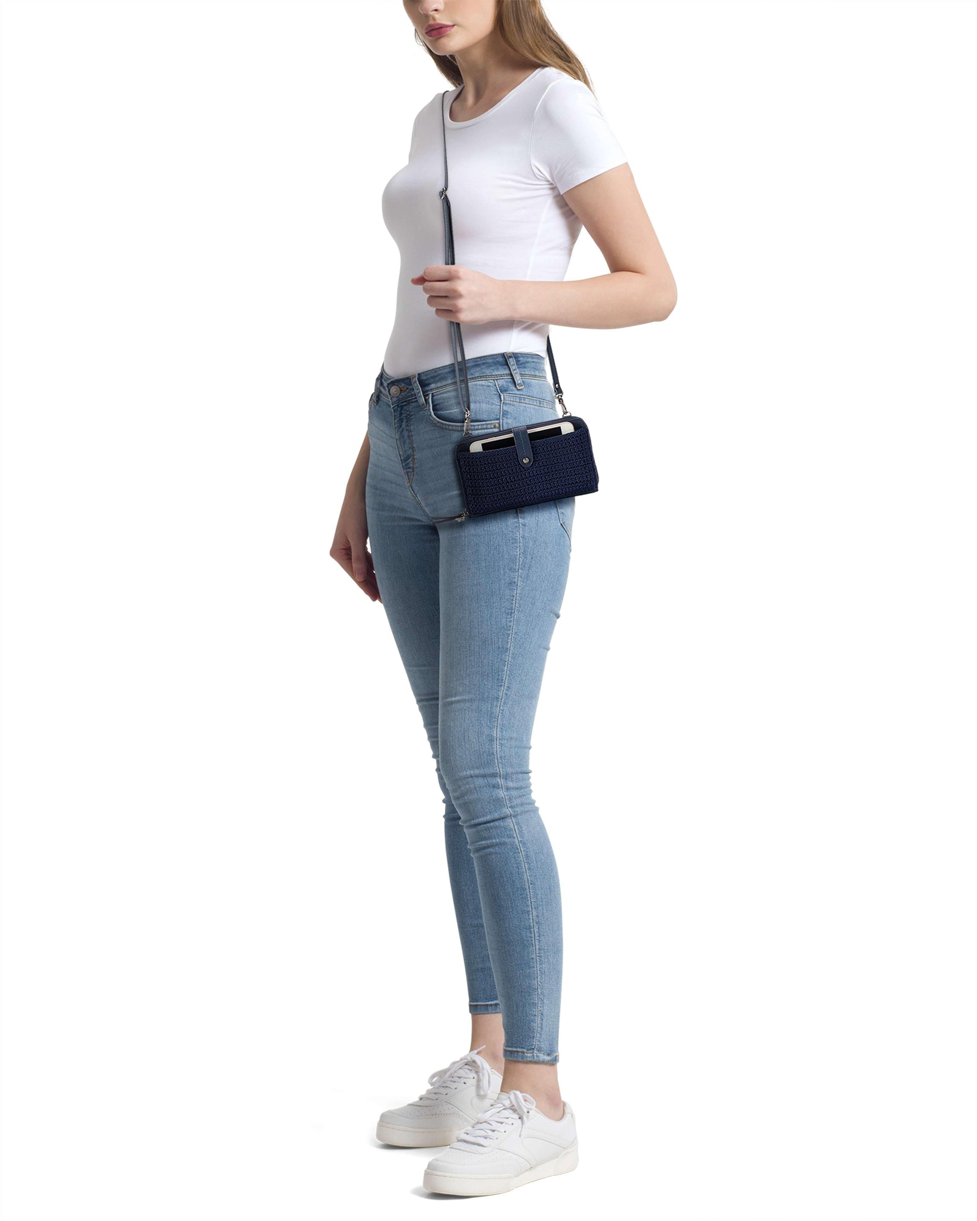 The Sak Iris Large Smartphone Crossbody Crochet - |Denim|