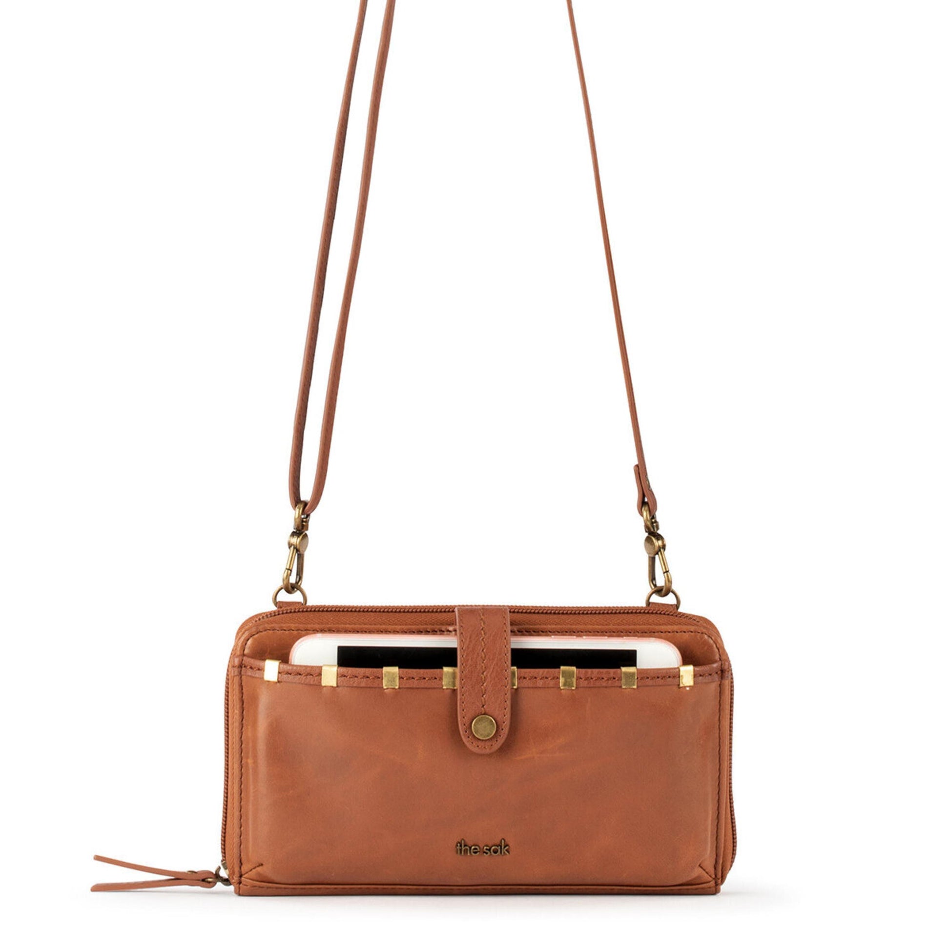 The Sak Iris Large Smartphone Crossbody Leather - |Tobacco Staples|
