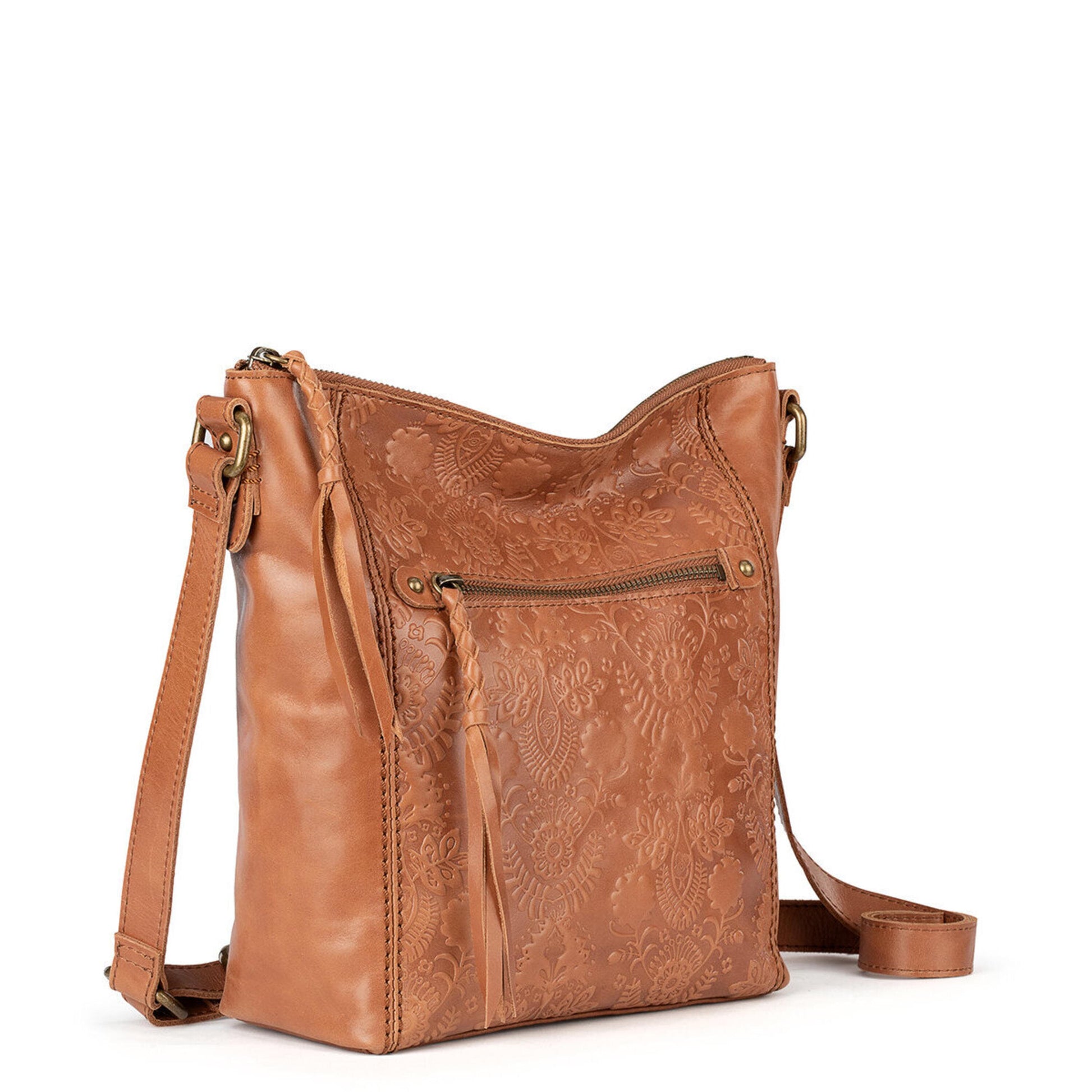 The Sak Ashland Crossbody Leather - |Tobacco Floral Embossed|