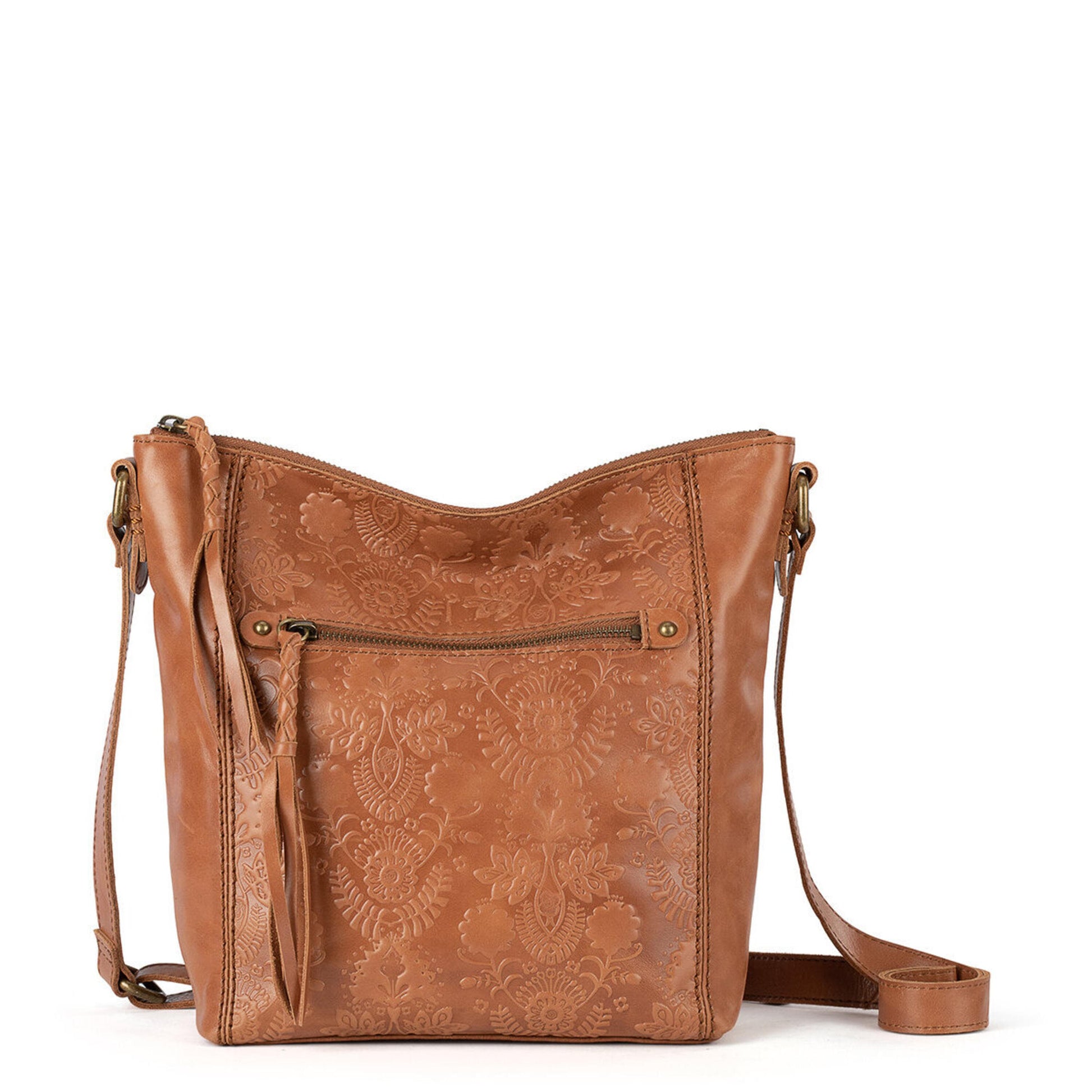 The Sak Ashland Crossbody Leather - |Tobacco Floral Embossed|