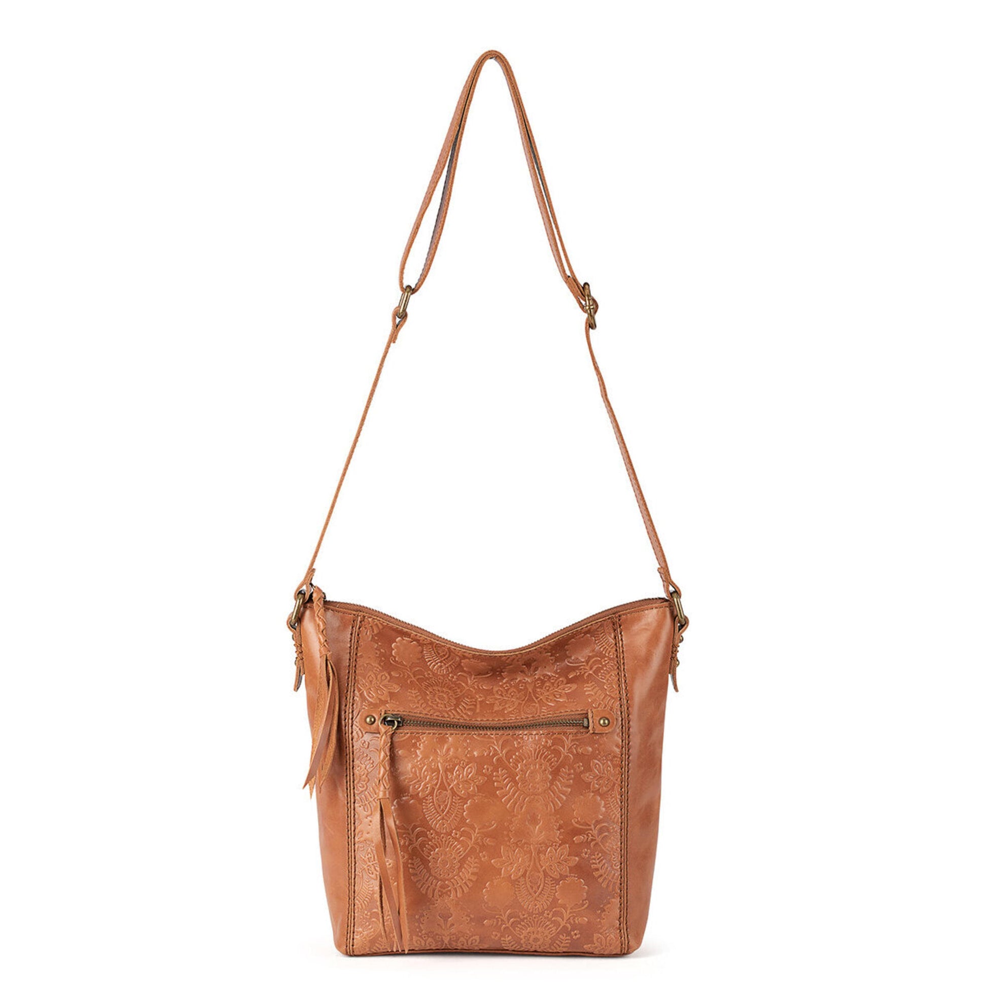 The Sak Ashland Crossbody Leather - |Tobacco Floral Embossed|