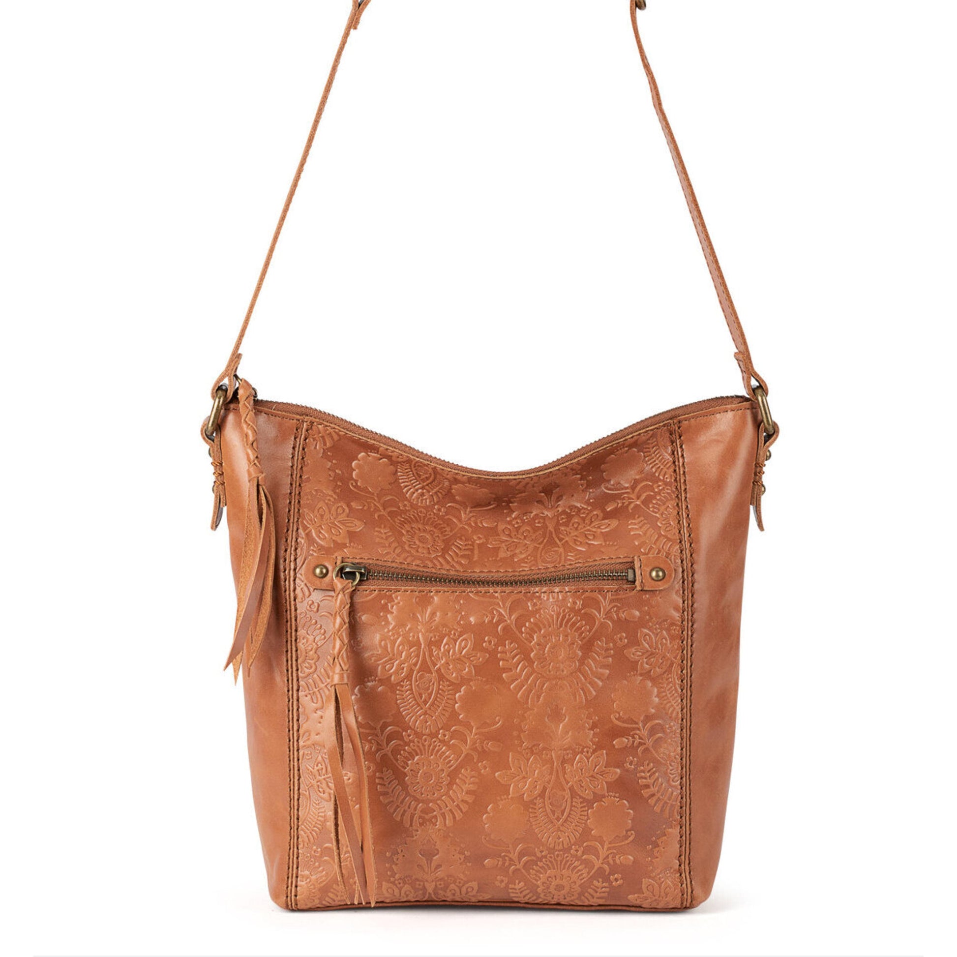 The Sak Ashland Crossbody Leather - |Tobacco Floral Embossed|