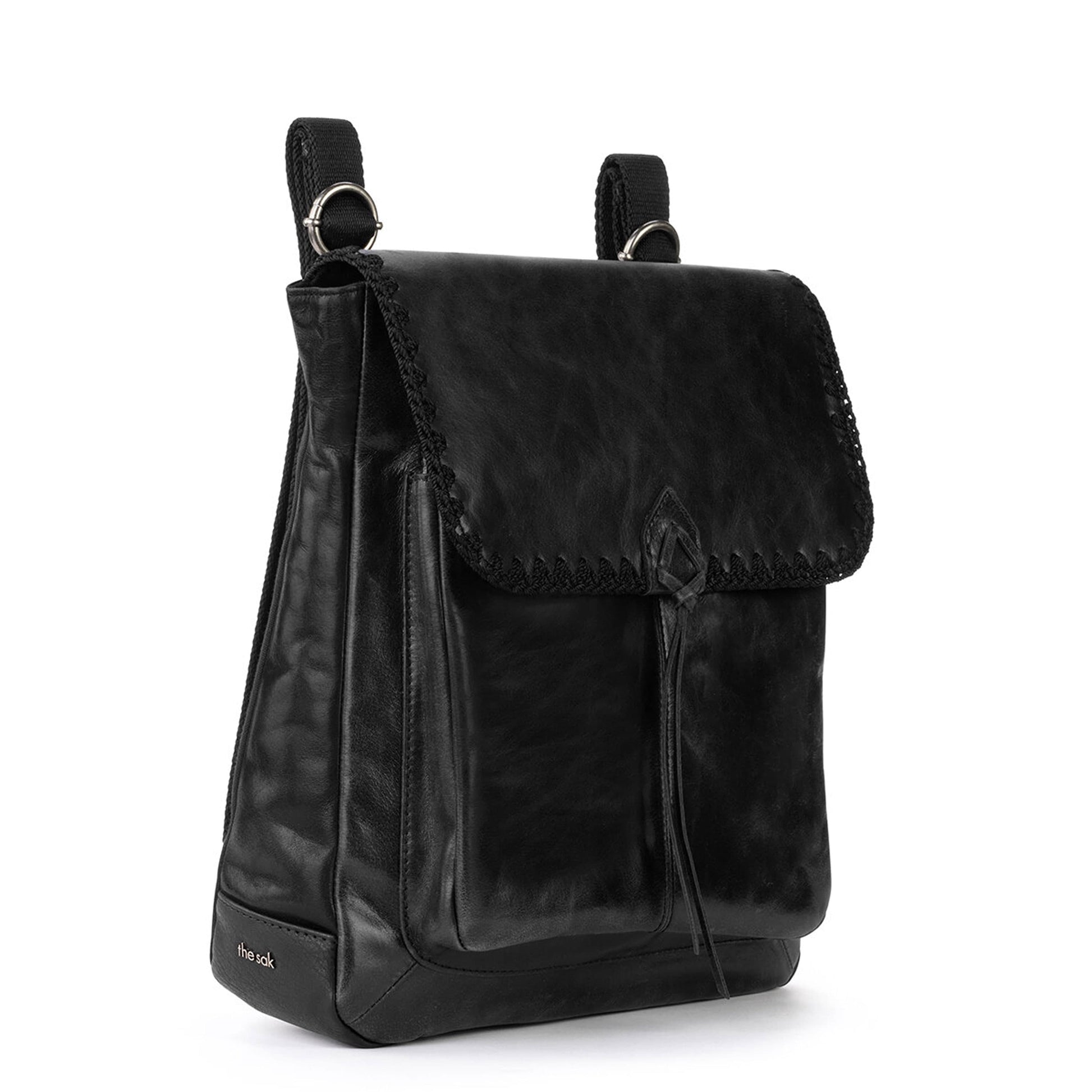 The Sak Ventura Convertible Backpack II Leather - |Black Crochet|