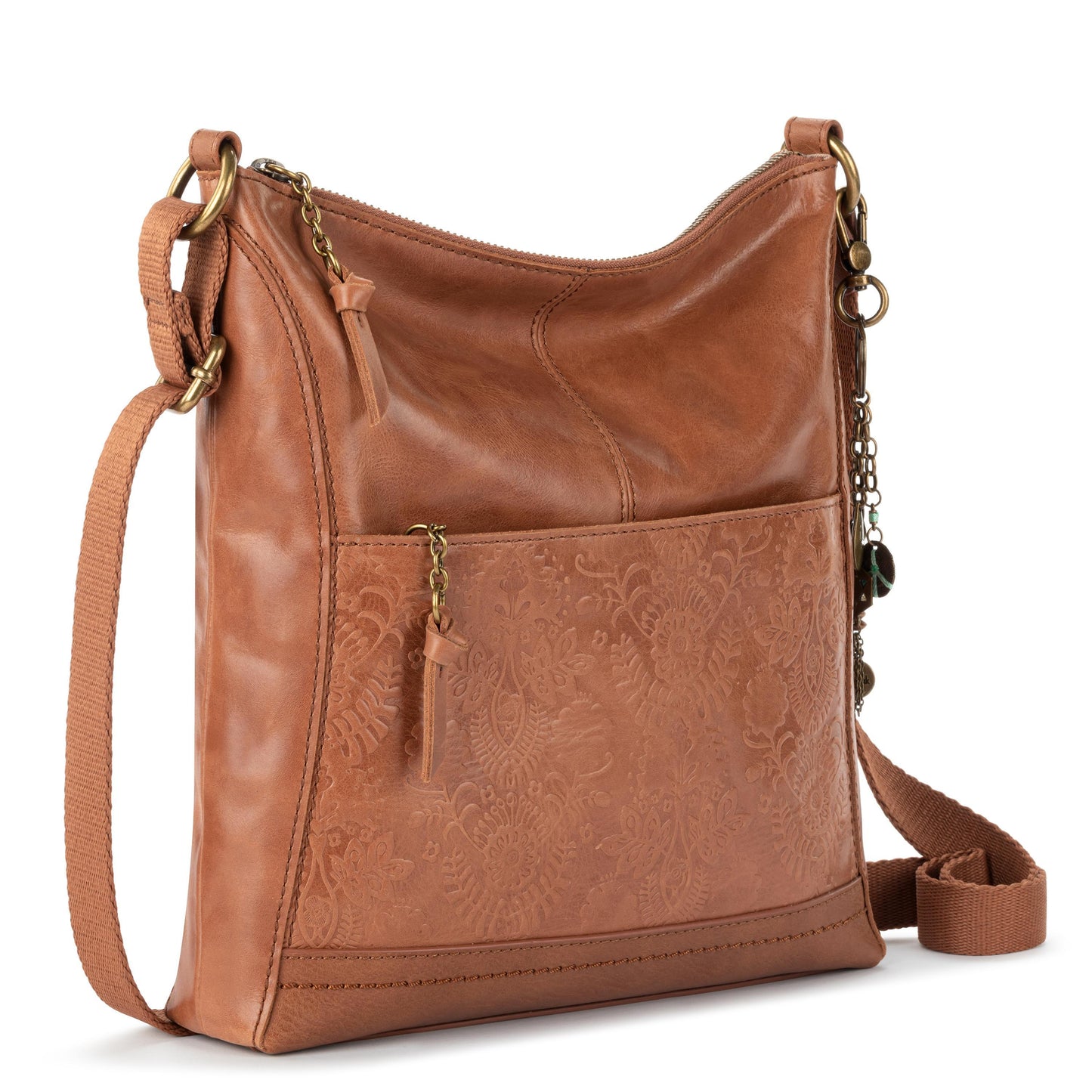 The Sak Lucia Crossbody Leather - |Tobacco Floral Embossed|