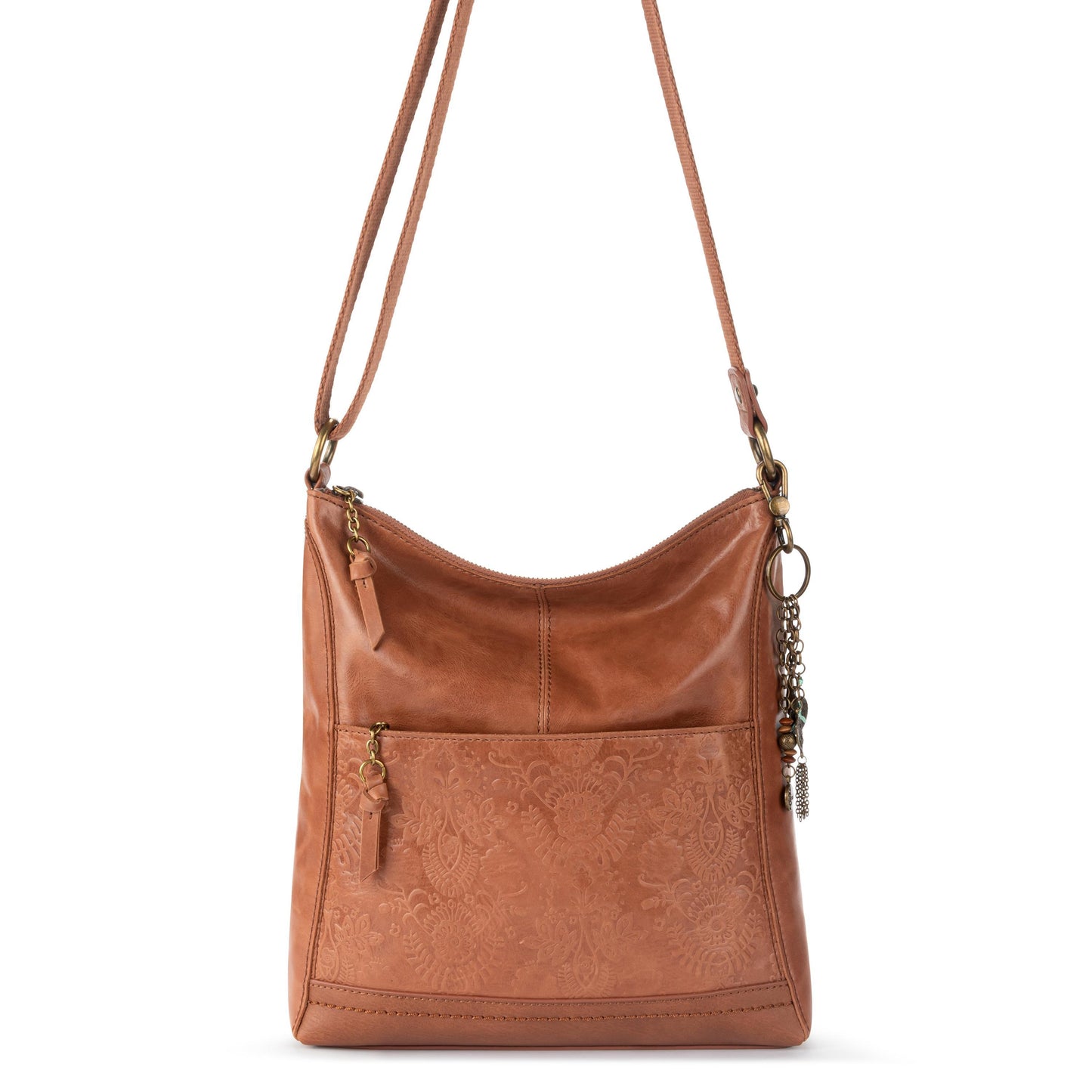 The Sak Lucia Crossbody Leather - |Tobacco Floral Embossed|