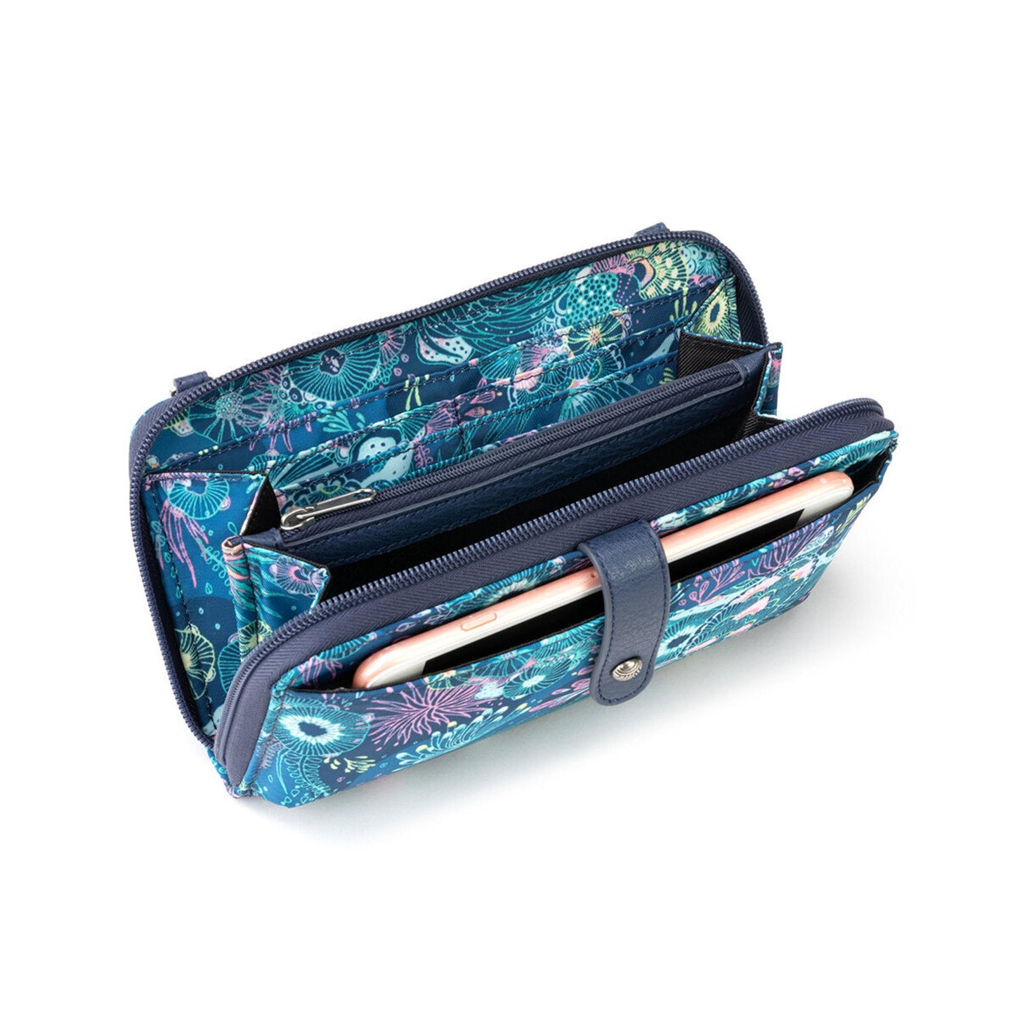 Sakroots Large Smartphone Crossbody EcoTwill - |Royal Blue Seascape|