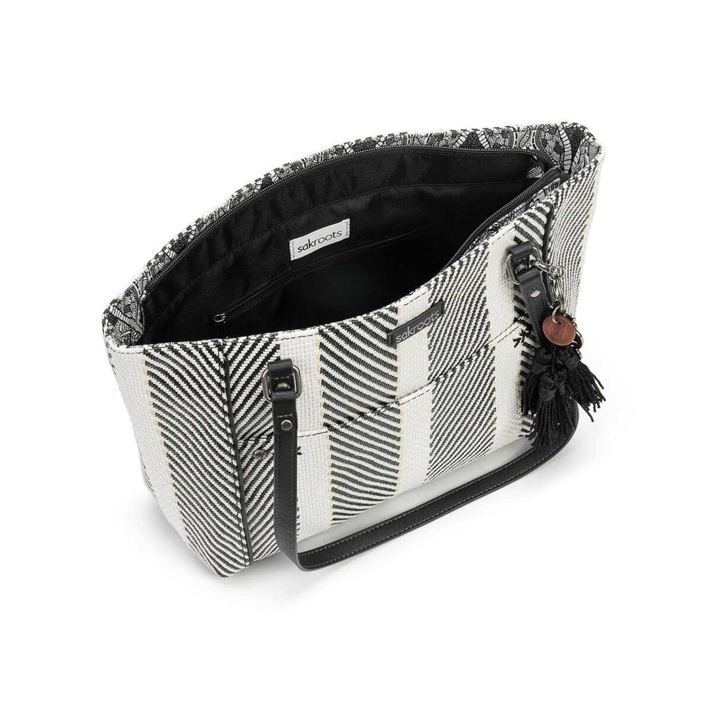 Sakroots Metro Tote Canvas - |Black and White Soulful Desert Woven|