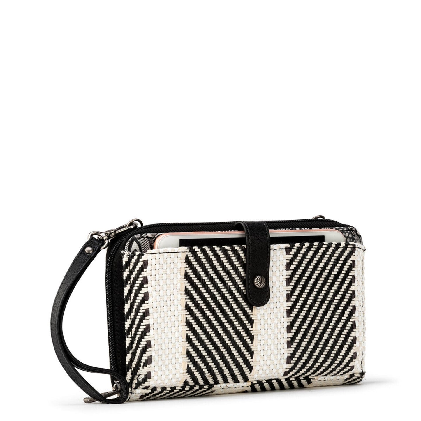 Sakroots Large Smartphone Crossbody Canvas - |Black And White Soulful Desert Woven|