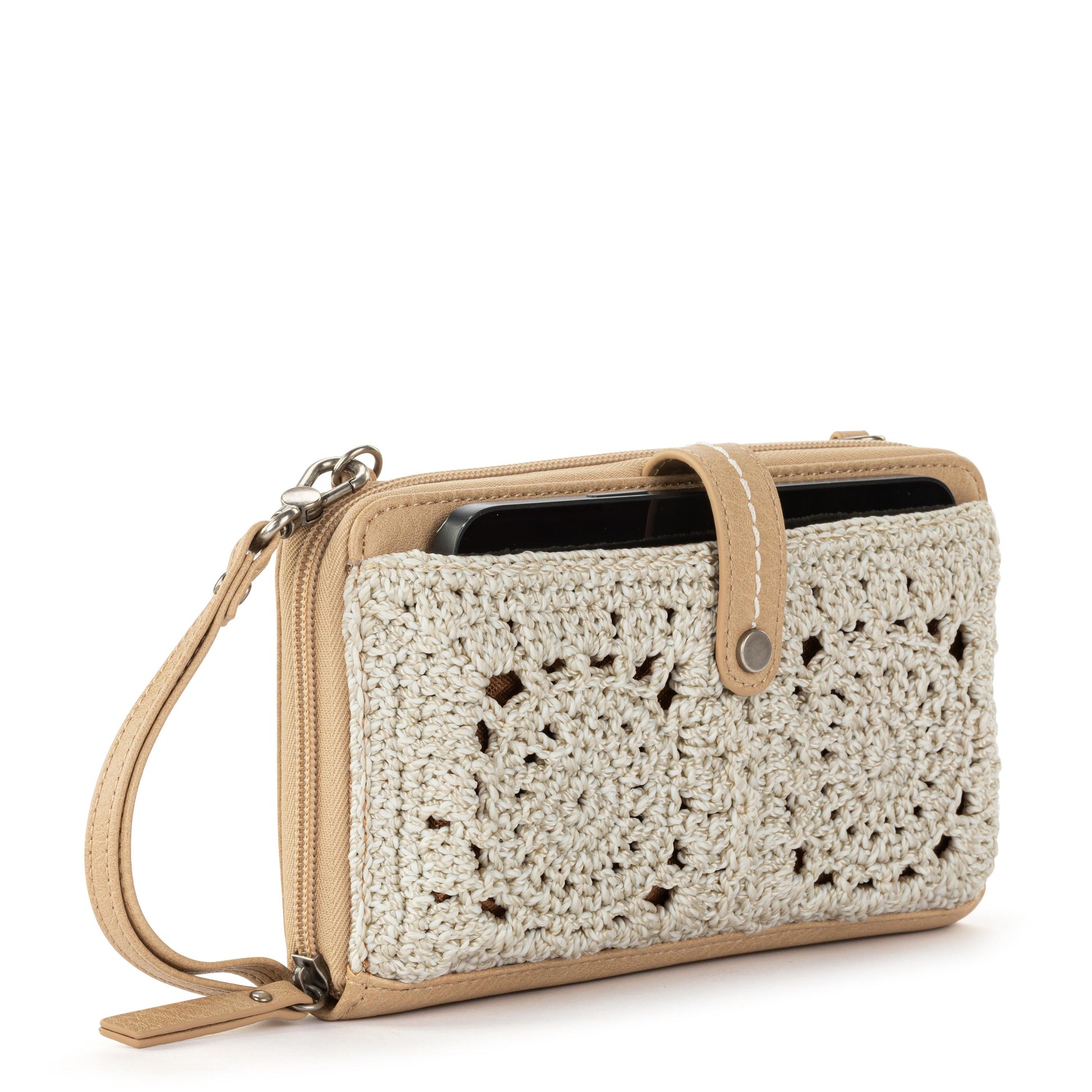 The Sak Iris Large Smartphone Crossbody Crochet - |Natural Medallion|