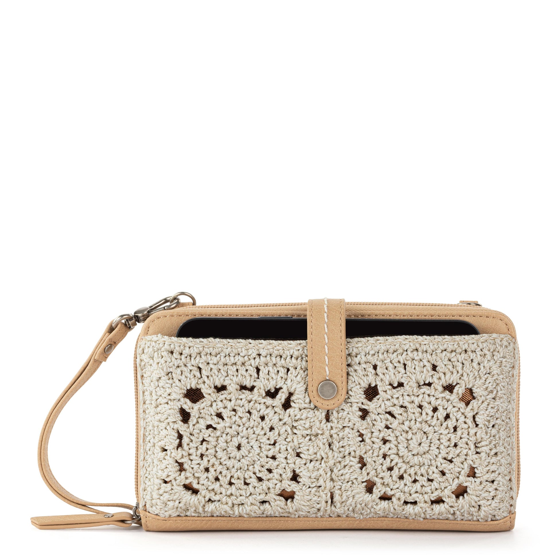 The Sak Iris Large Smartphone Crossbody Crochet - |Natural Medallion|