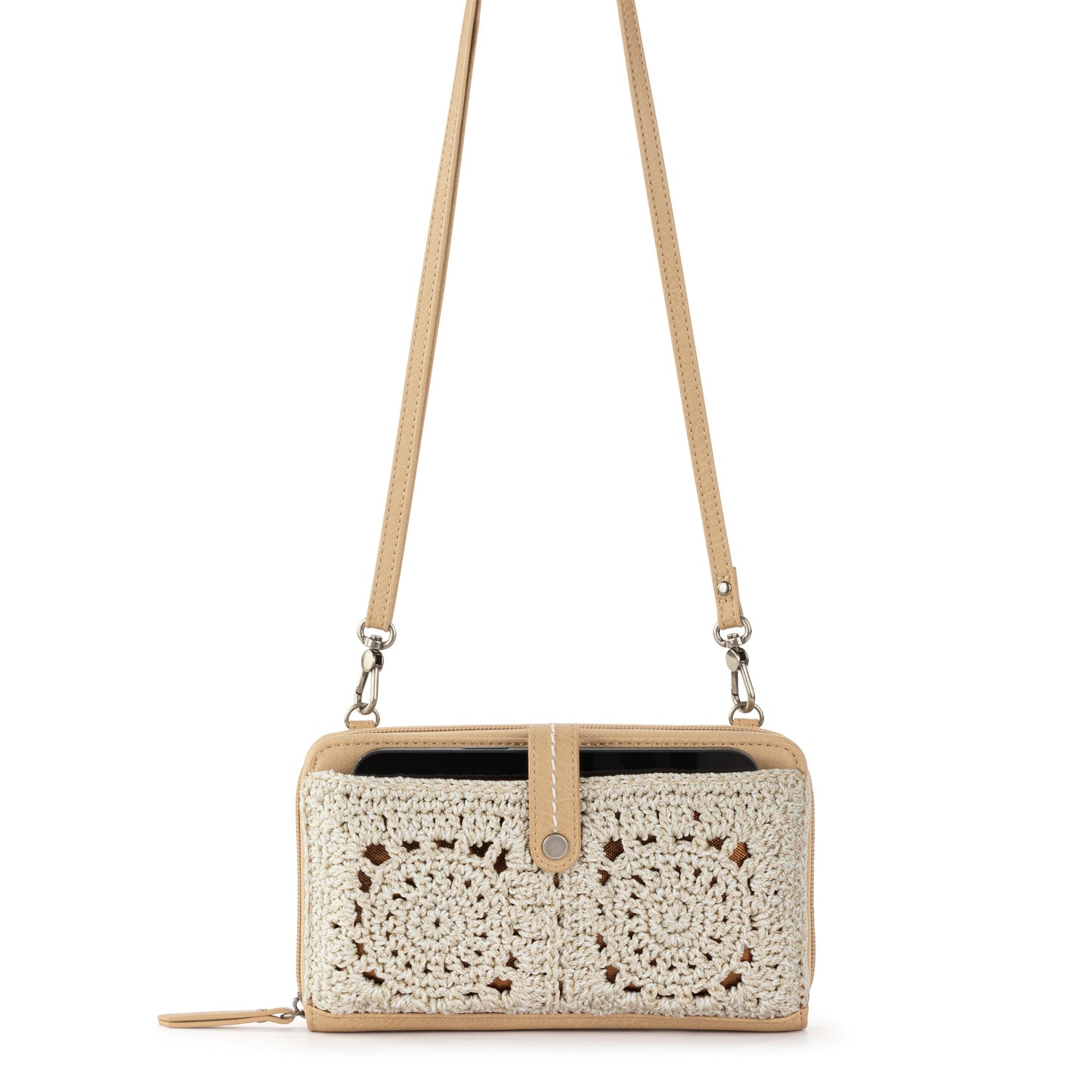 The Sak Iris Large Smartphone Crossbody Crochet - |Natural Medallion|