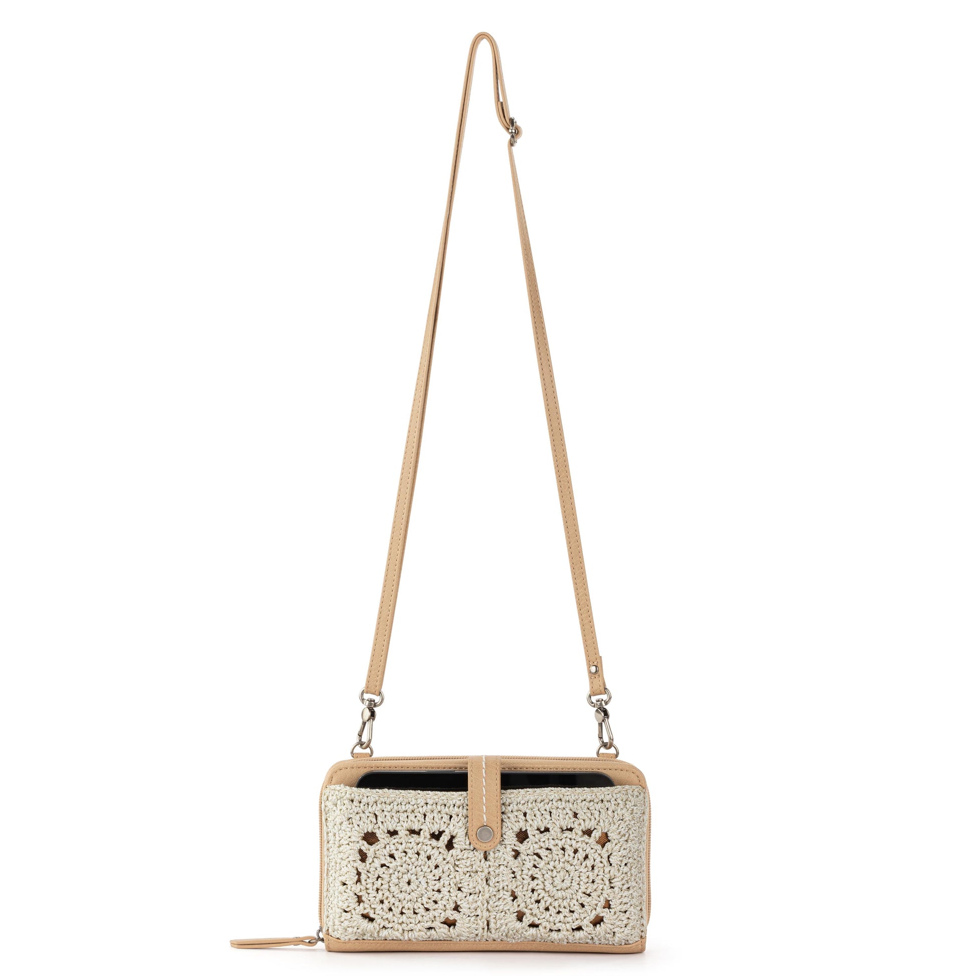 The Sak Iris Large Smartphone Crossbody Crochet - |Natural Medallion|