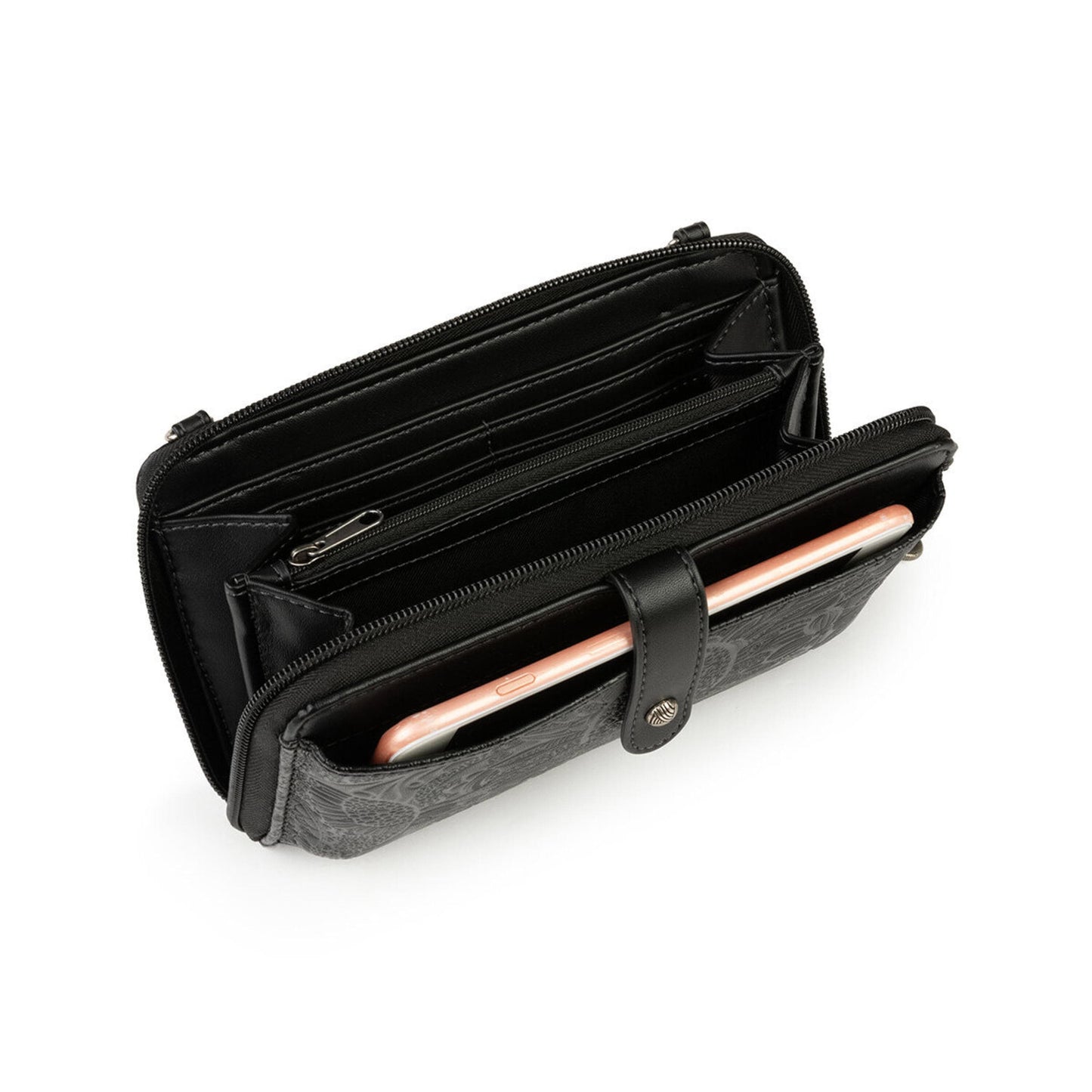 Sakroots Arcadia Recycled Large Smartphone Crossbody Vegan Leather - Black