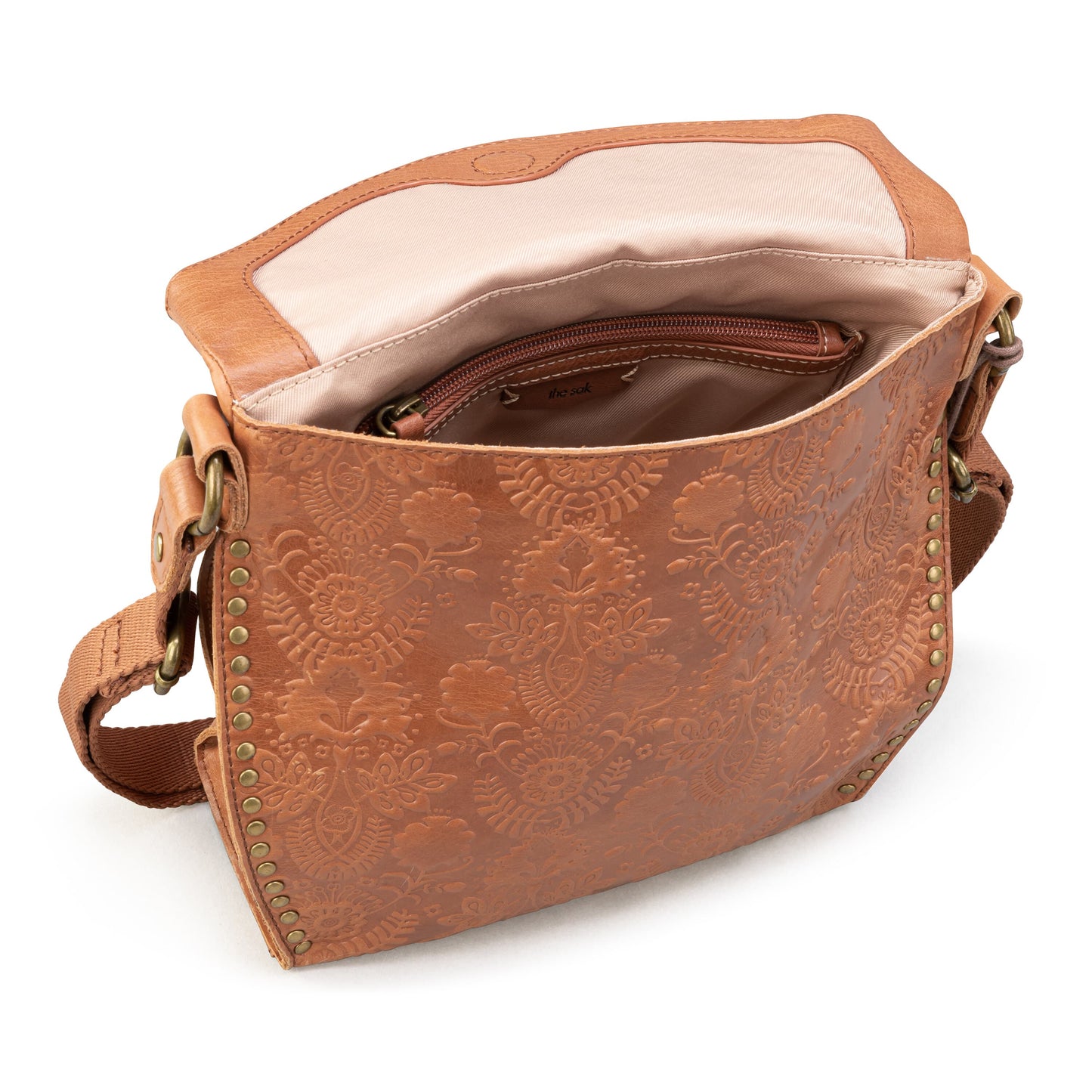 The Sak Silverlake Crossbody Leather - |Tobacco Floral Embossed|