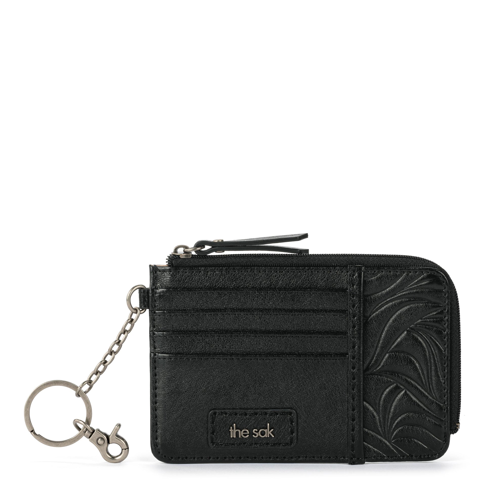 The Sak Iris Card Wallet Leather - |Black Leaf Emboss|
