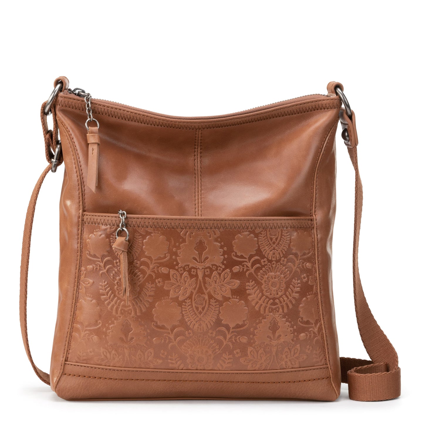 The Sak Iris Crossbody Leather - |Tobacco Floral Embossed|