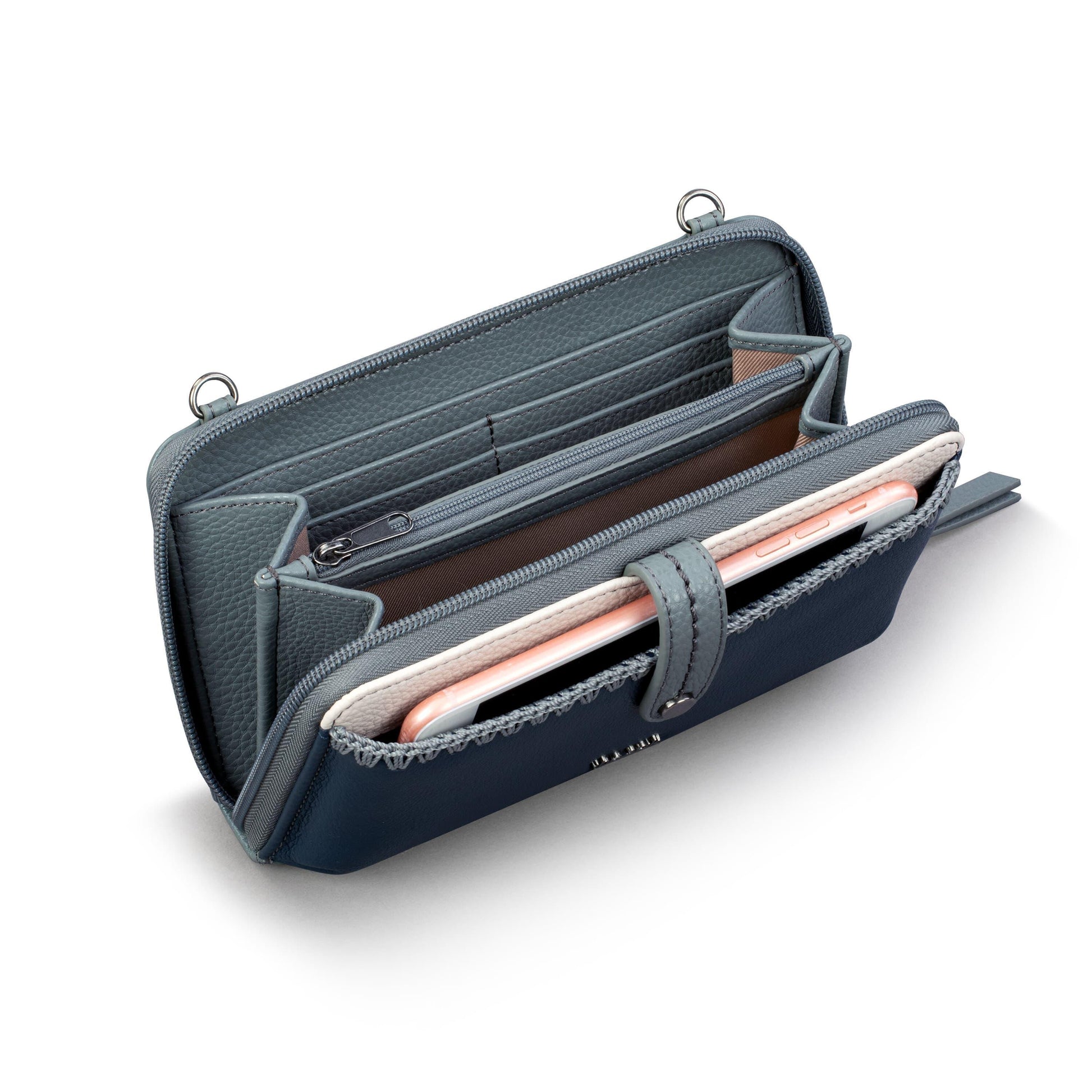 The Sak Iris Large Smartphone Crossbody Leather - |Dusty Blue Block|