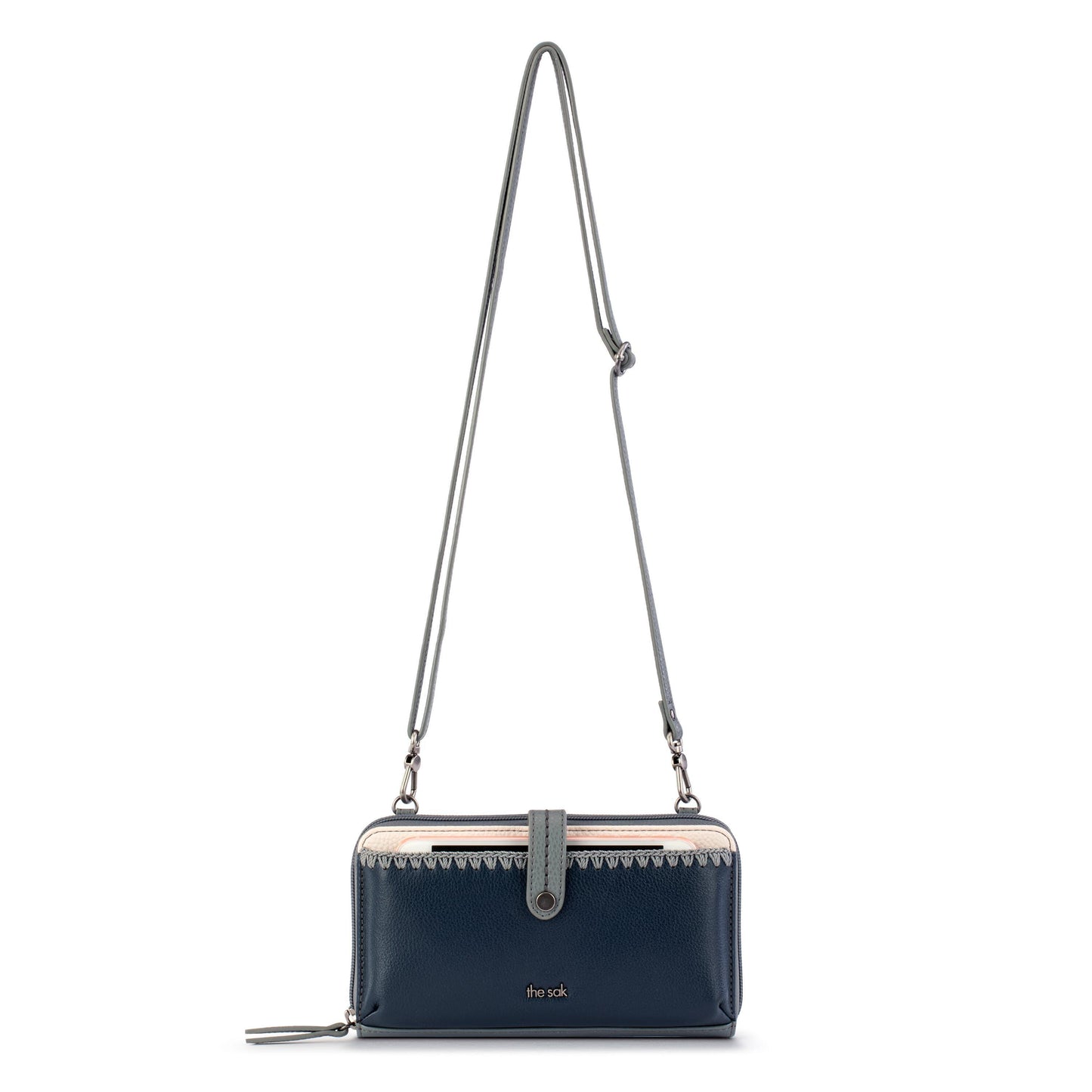 The Sak Iris Large Smartphone Crossbody Leather - |Dusty Blue Block|