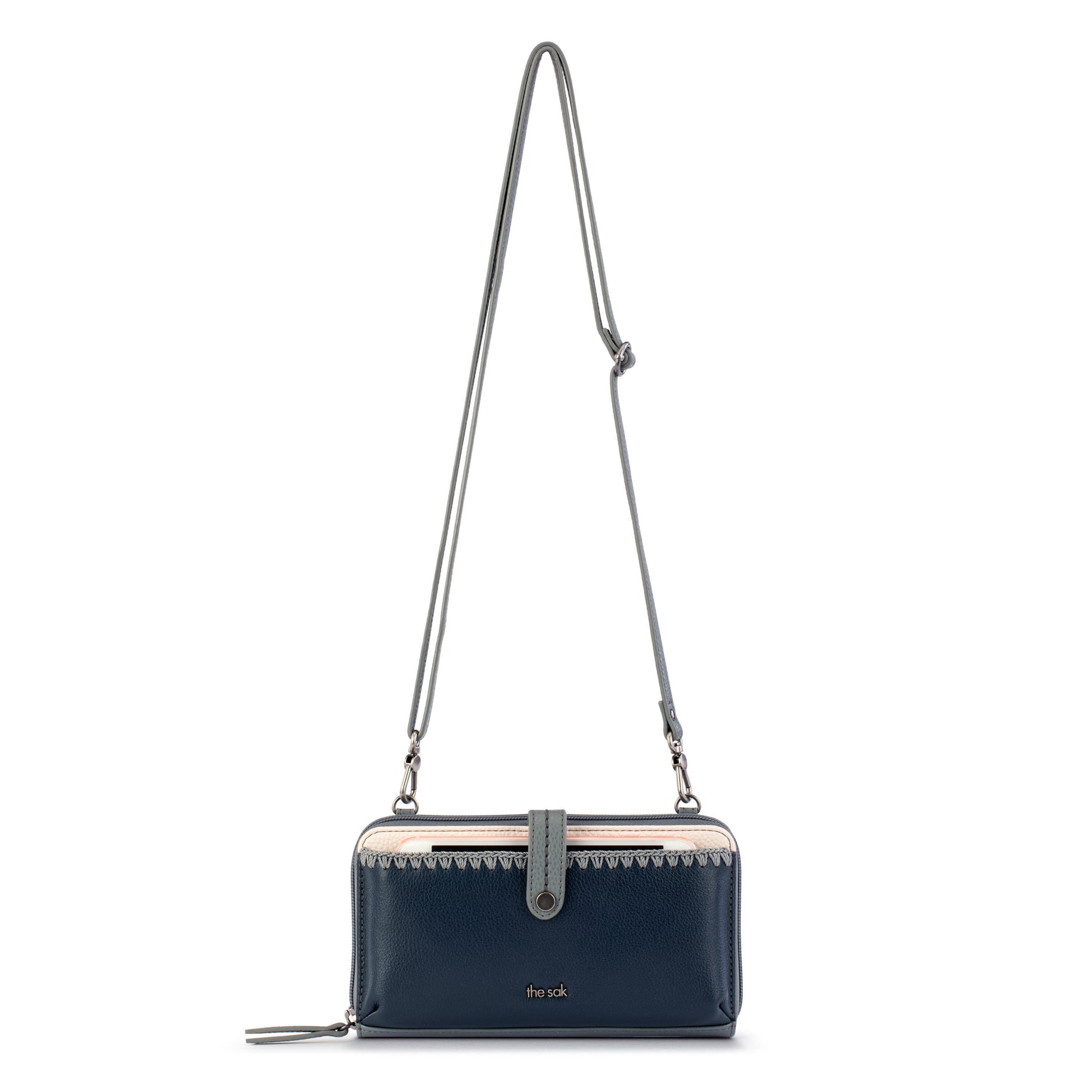 The Sak Iris Large Smartphone Crossbody Leather - |Dusty Blue Block|