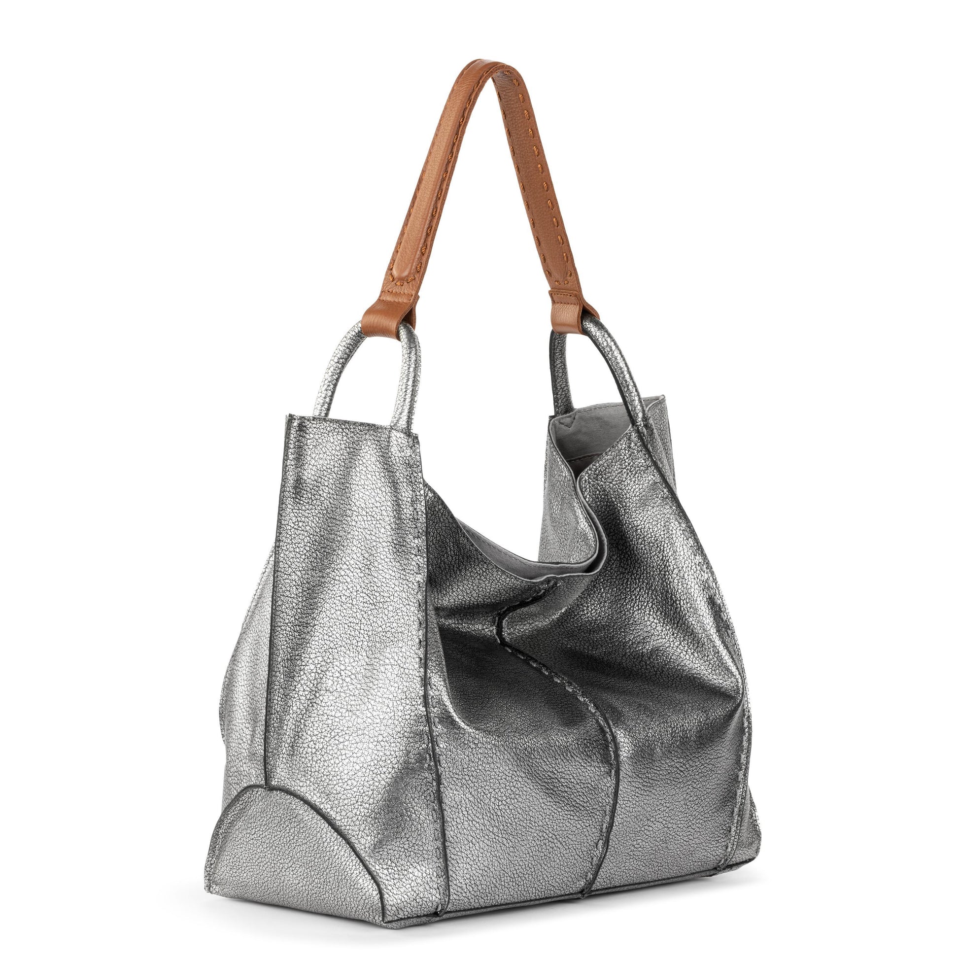 The Sak Los Feliz Slouchy Large Tote Leather - |Dark Silver|