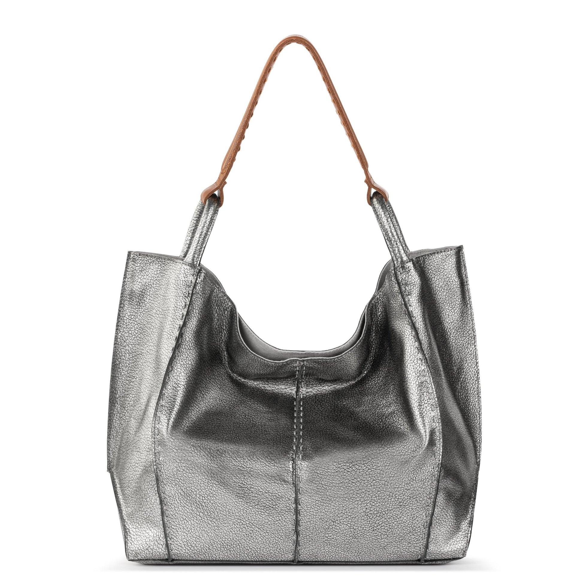The Sak Los Feliz Slouchy Large Tote Leather - |Dark Silver|