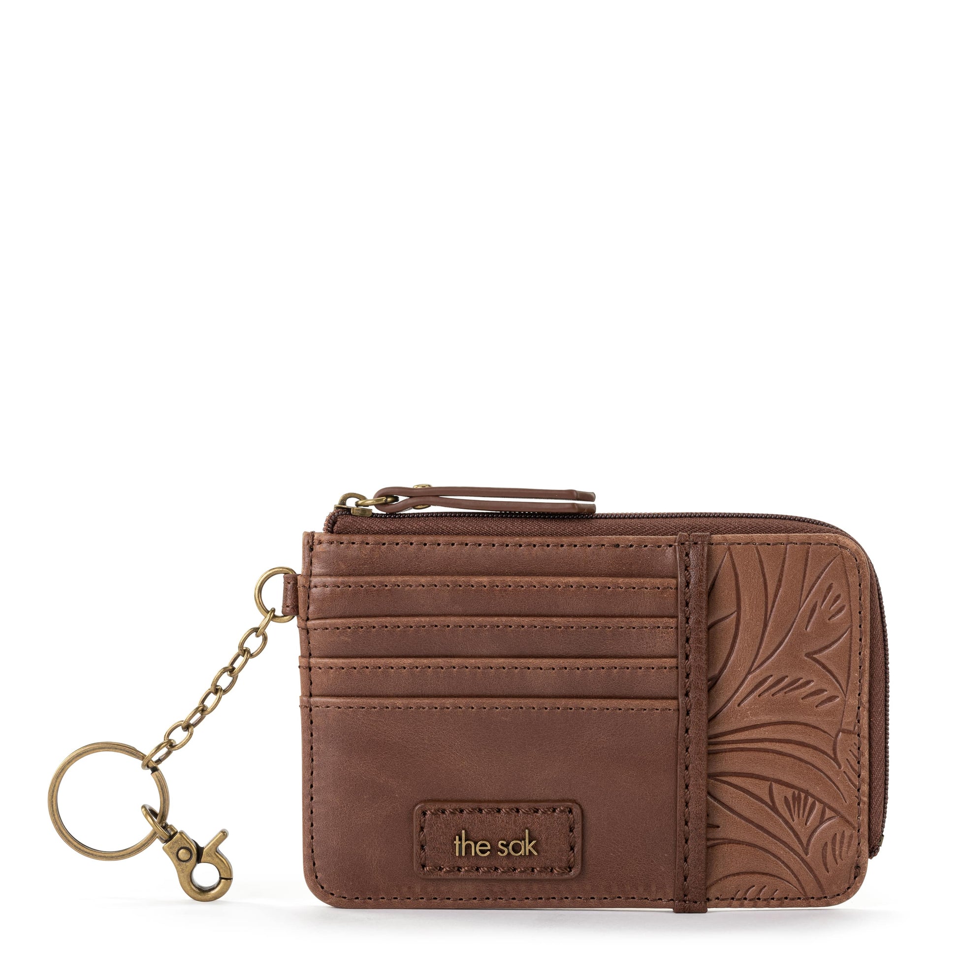 The Sak Iris Card Wallet Leather - |Teak Leaf Embossed|
