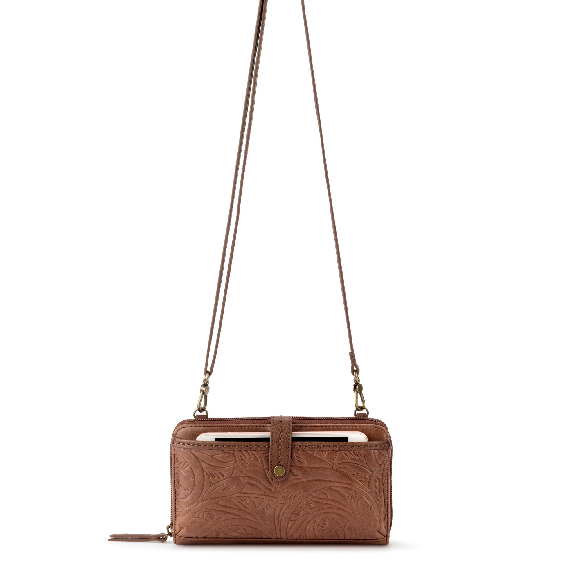 The Sak Iris Large Smartphone Crossbody Leather - |Teak Leaf|