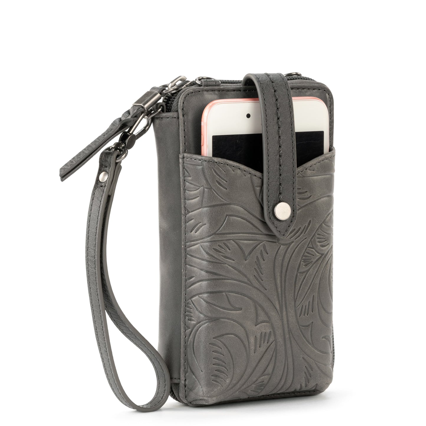 The Sak Silverlake Smartphone Crossbody Leather - |Slate Leaf Embossed|