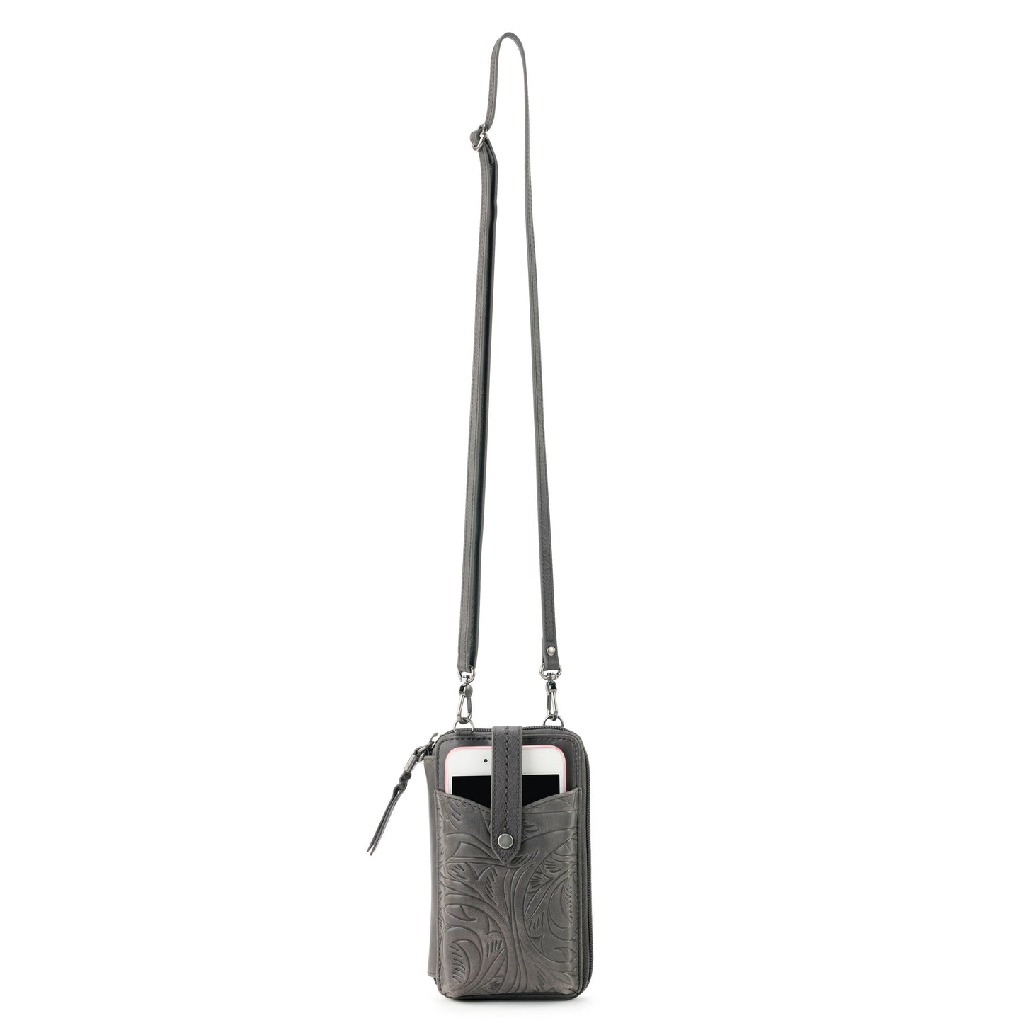 The Sak Silverlake Smartphone Crossbody Leather - |Slate Leaf Embossed|