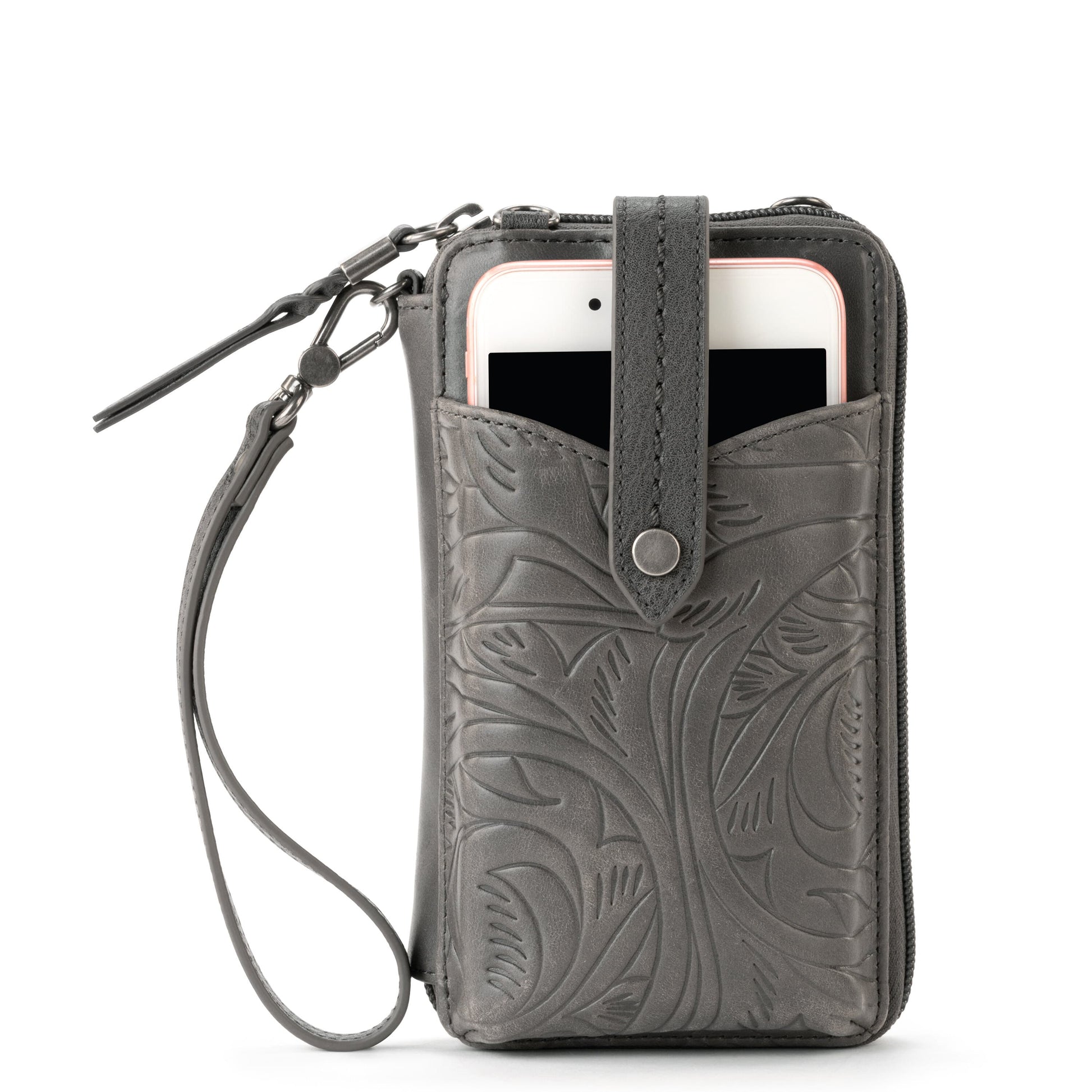 The Sak Silverlake Smartphone Crossbody Leather - |Slate Leaf Embossed|