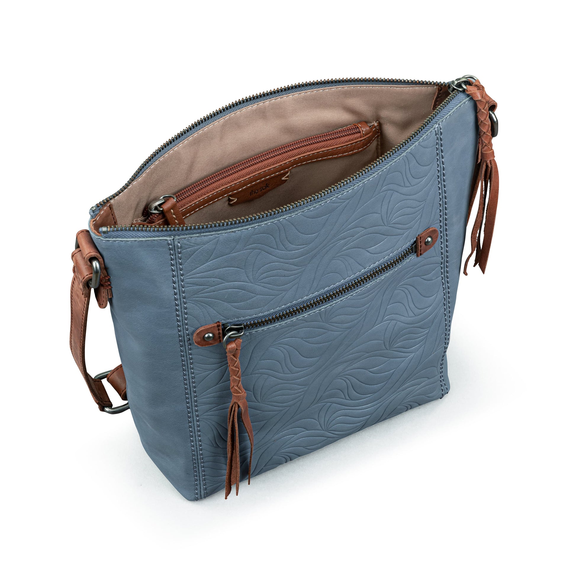 The Sak Ashland Crossbody Leather - |Maritime Wave Embossed|
