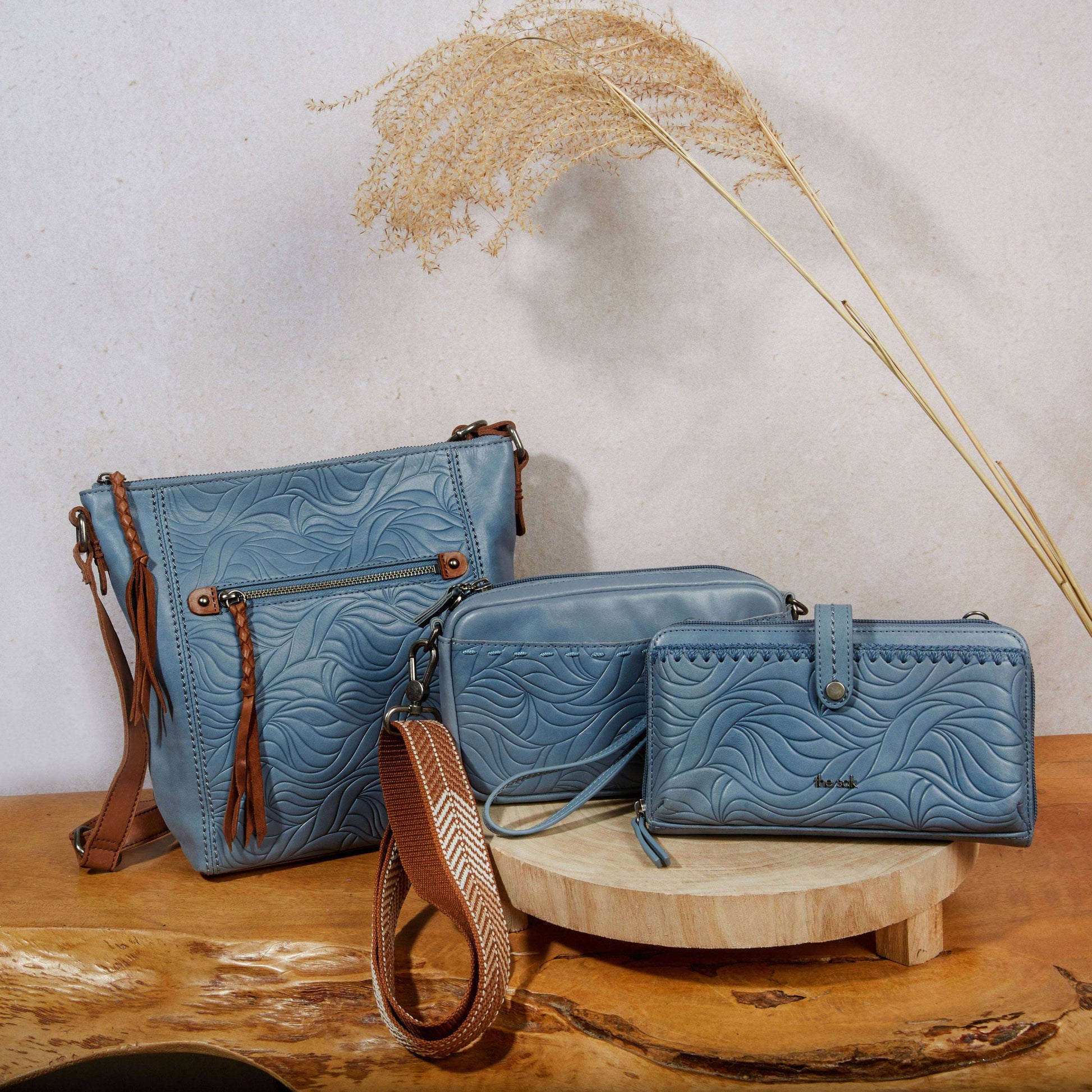The Sak Ashland Crossbody Leather - |Maritime Wave Embossed|