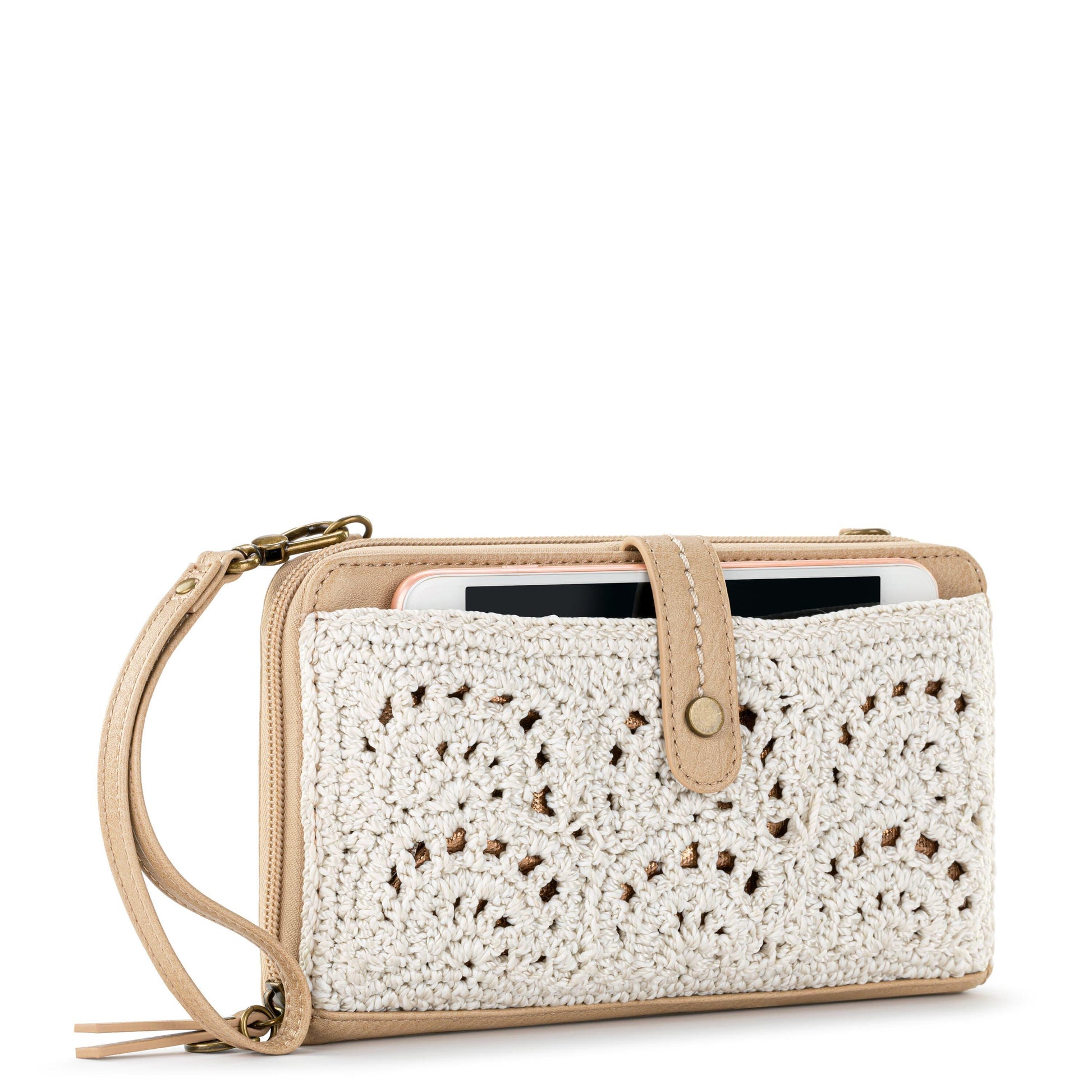 The Sak Iris Large Smartphone Crossbody Crochet - |Natural Fan|