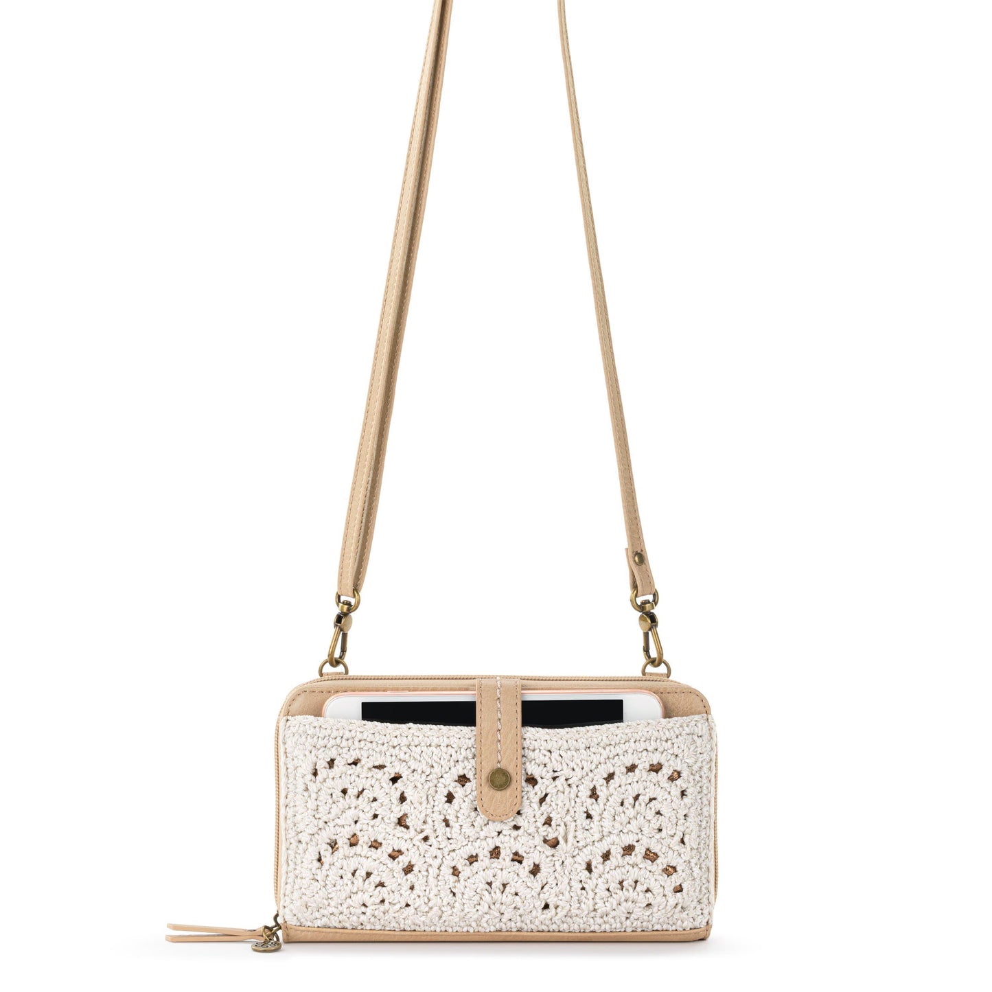 The Sak Iris Large Smartphone Crossbody Crochet - |Natural Fan|