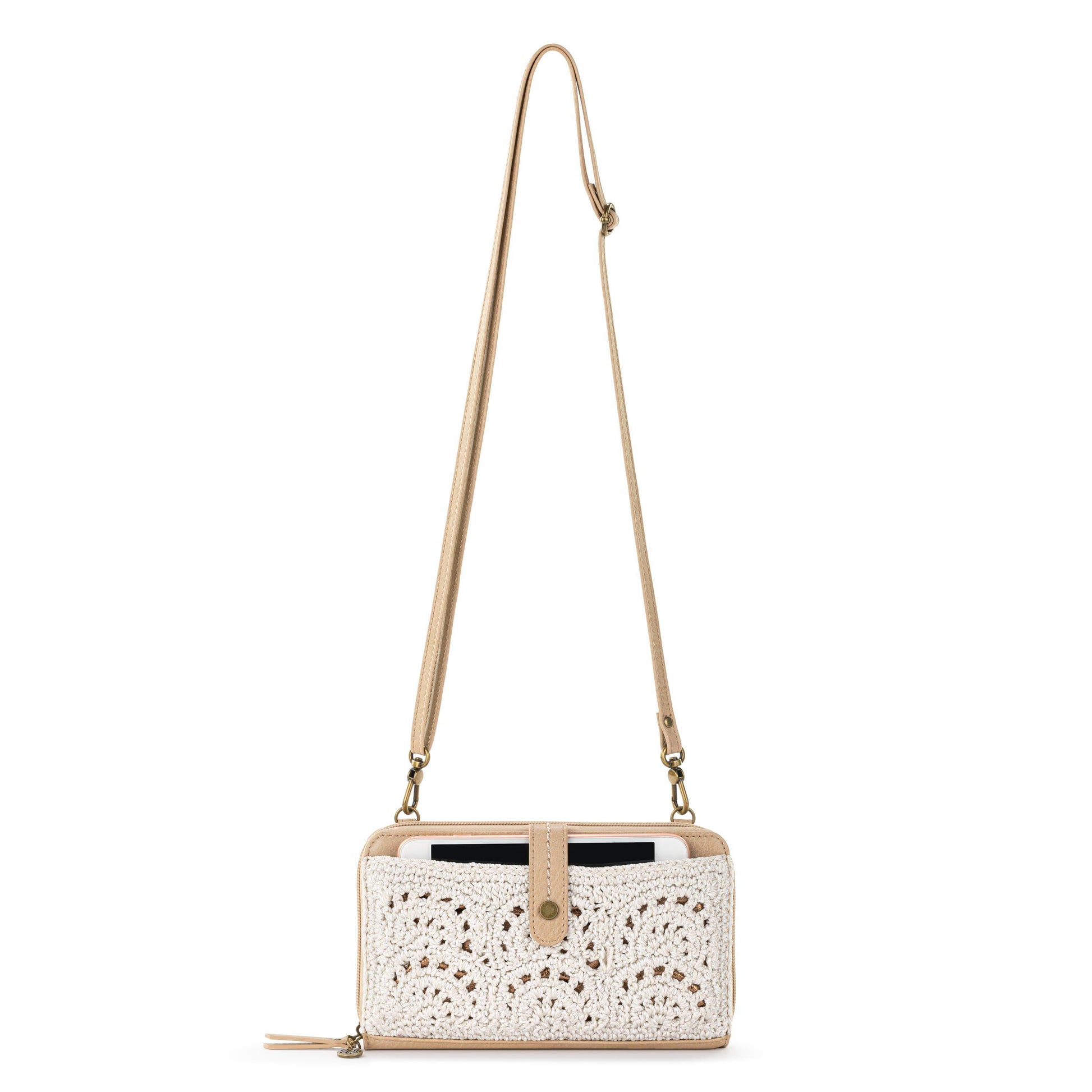 The Sak Iris Large Smartphone Crossbody Crochet - |Natural Fan|