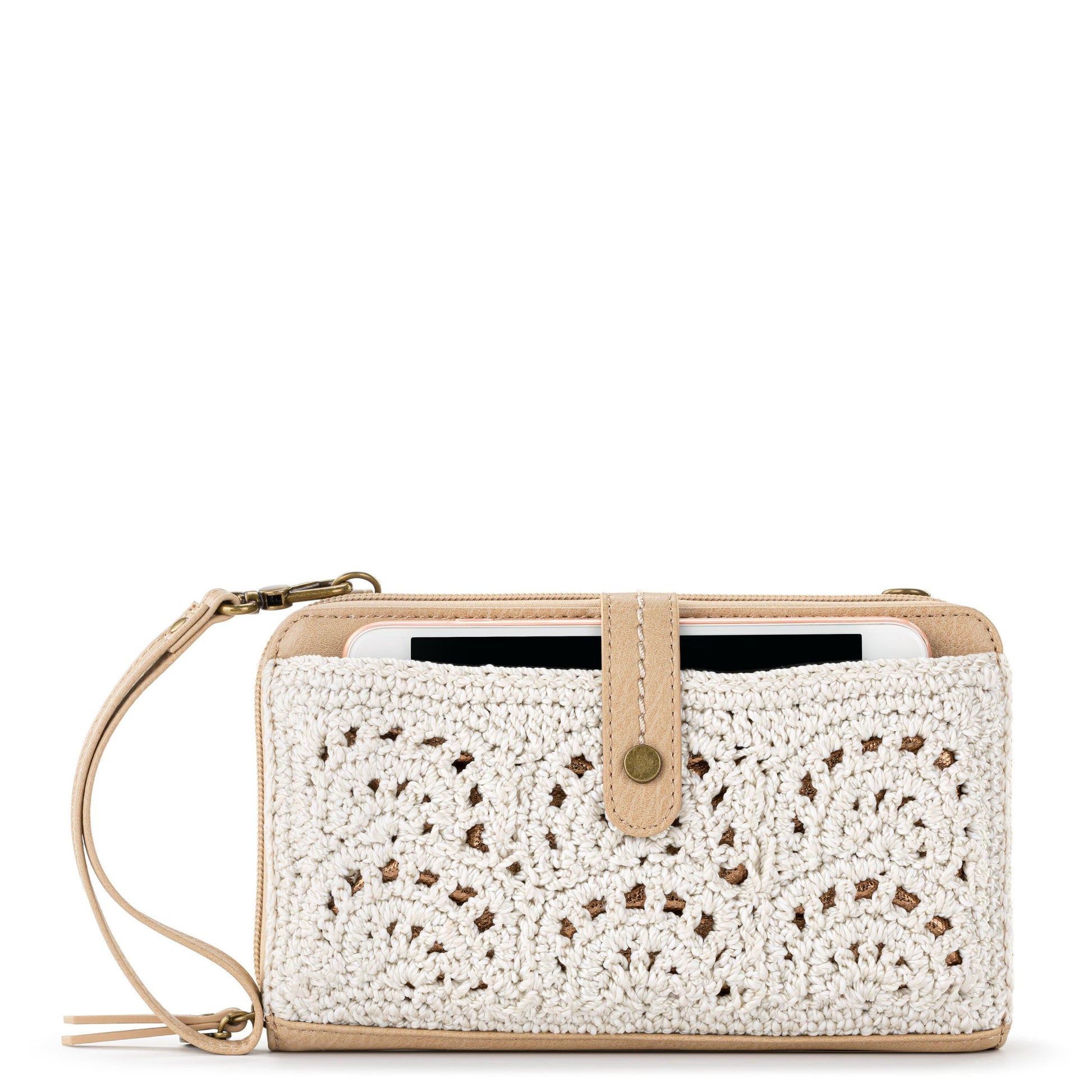 The Sak Iris Large Smartphone Crossbody Crochet - |Natural Fan|