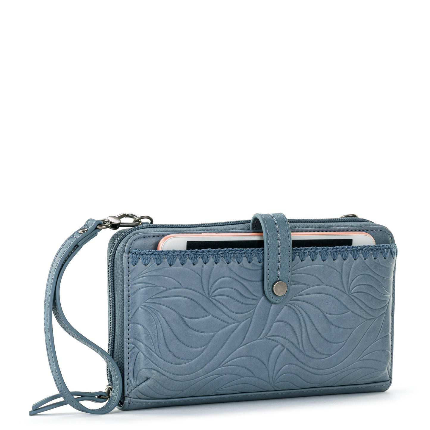 The Sak Iris Large Smartphone Crossbody Leather - |Maritime Wave Embossed|
