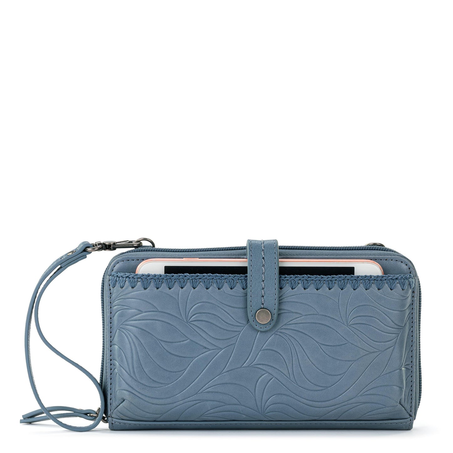 The Sak Iris Large Smartphone Crossbody Leather - |Maritime Wave Embossed|