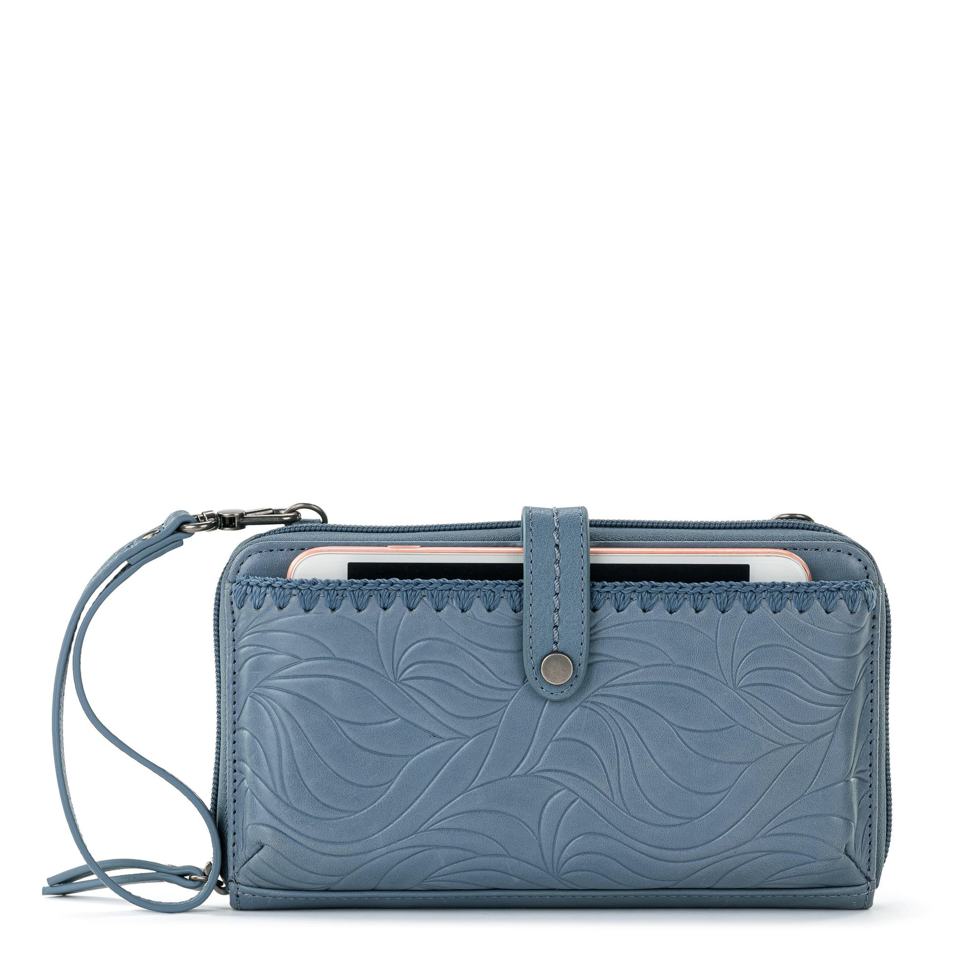 The Sak Iris Large Smartphone Crossbody Leather - |Maritime Wave Embossed|