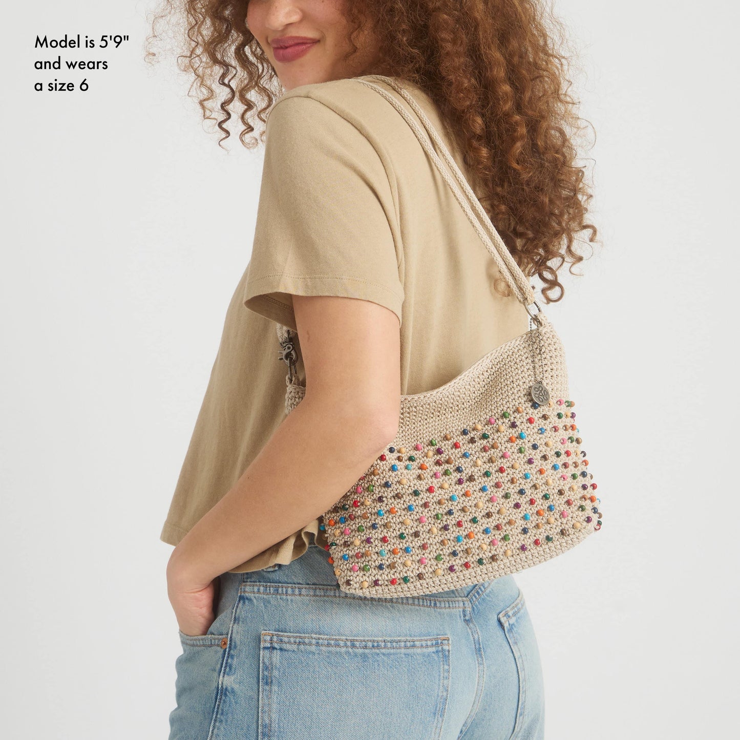 The Sak Lumi Crossbody Crochet - |Ecru Multi Beads|