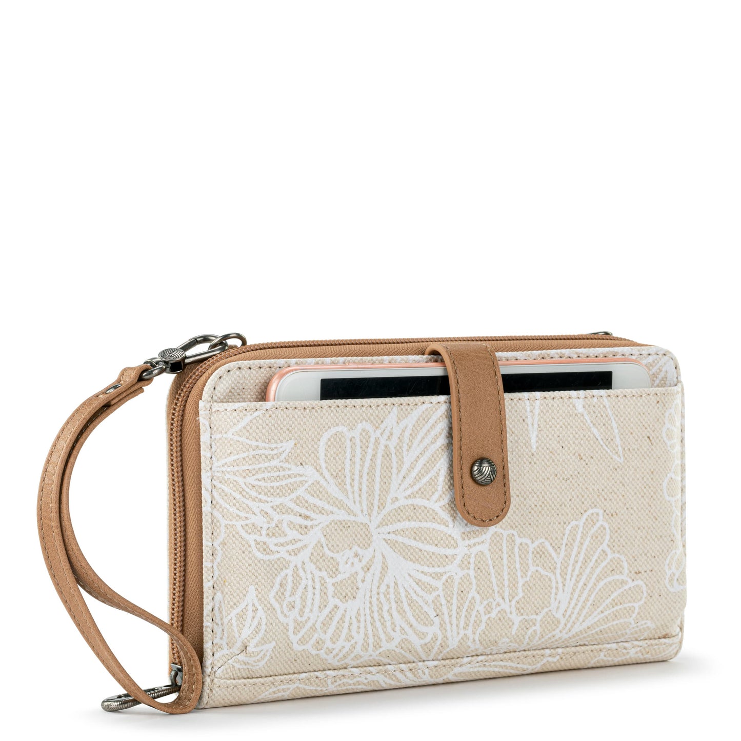 Sakroots Large Smartphone Crossbody Canvas - |White Flower Blossom|