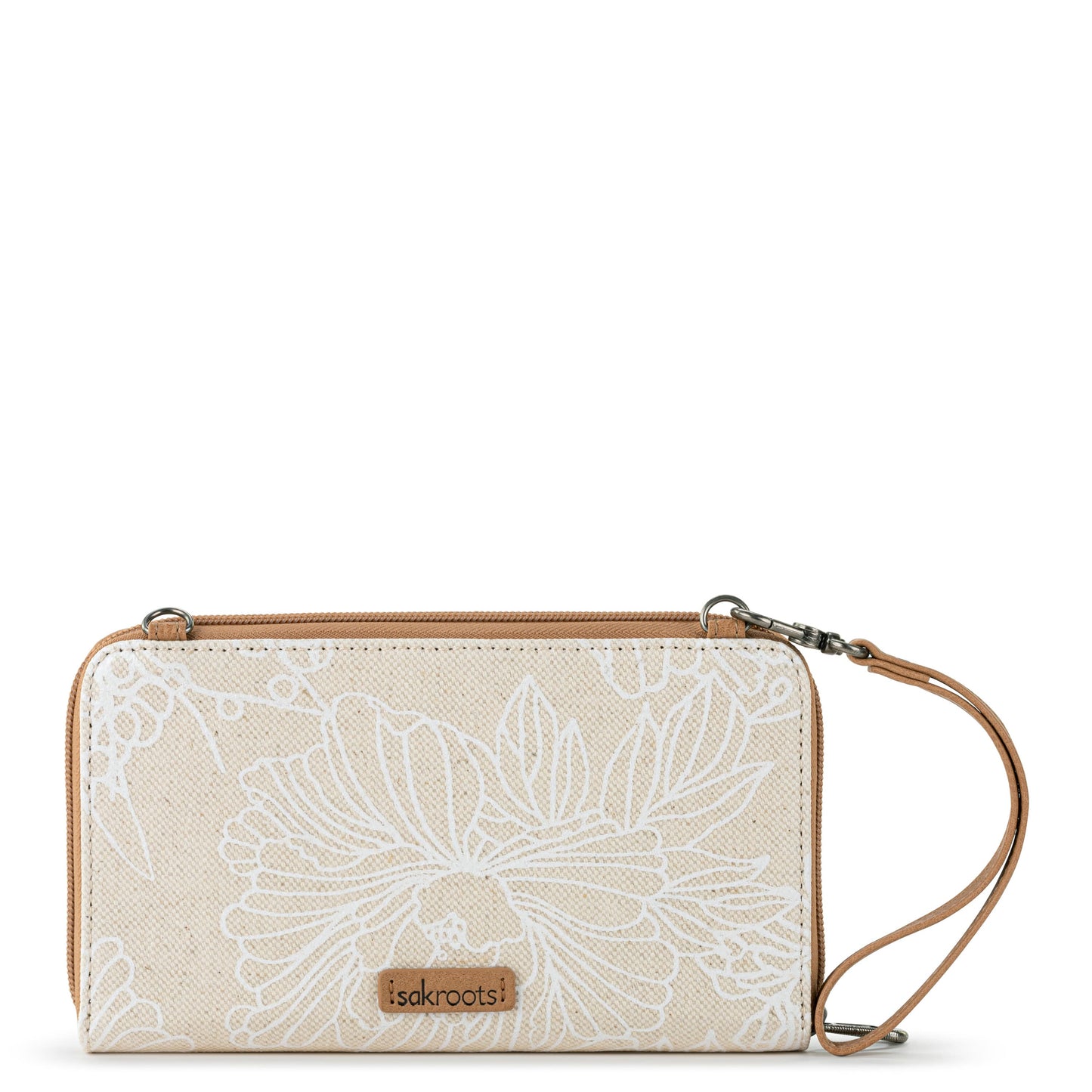 Sakroots Large Smartphone Crossbody Canvas - |White Flower Blossom|