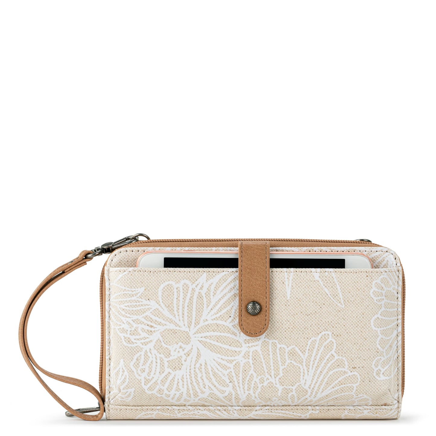 Sakroots Large Smartphone Crossbody Canvas - |White Flower Blossom|