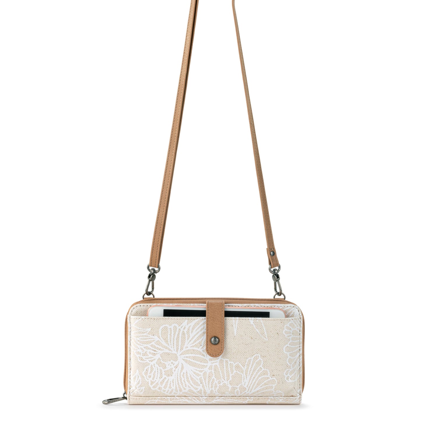 Sakroots Large Smartphone Crossbody Canvas - |White Flower Blossom|