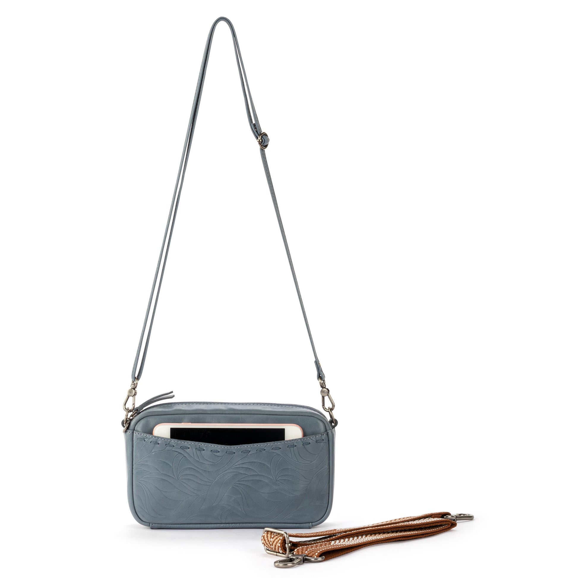 The Sak Cora Smartphone Crossbody Leather - |Maritime Wave Embossed|