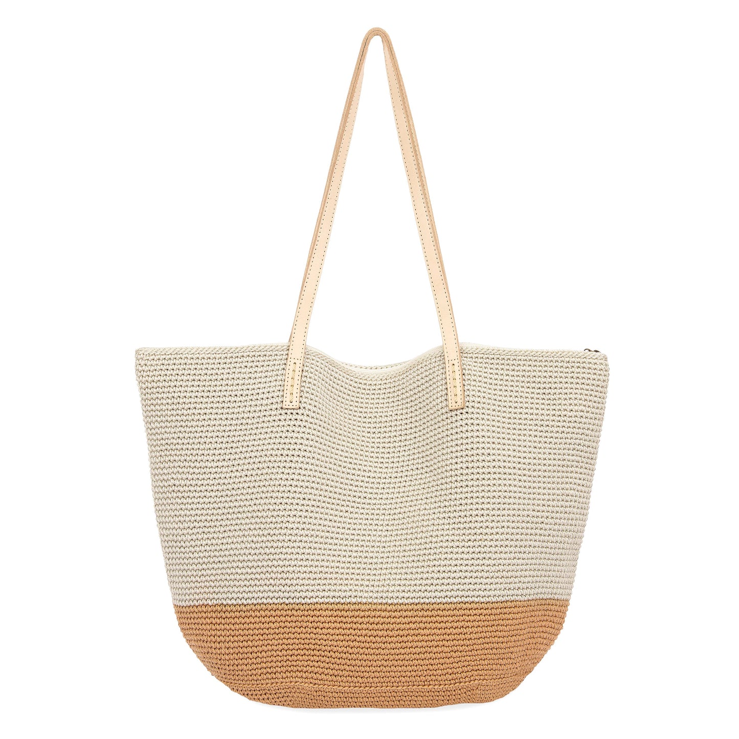 The Sak Faye Large Tote Crochet - |Natural and Bamboo Block|