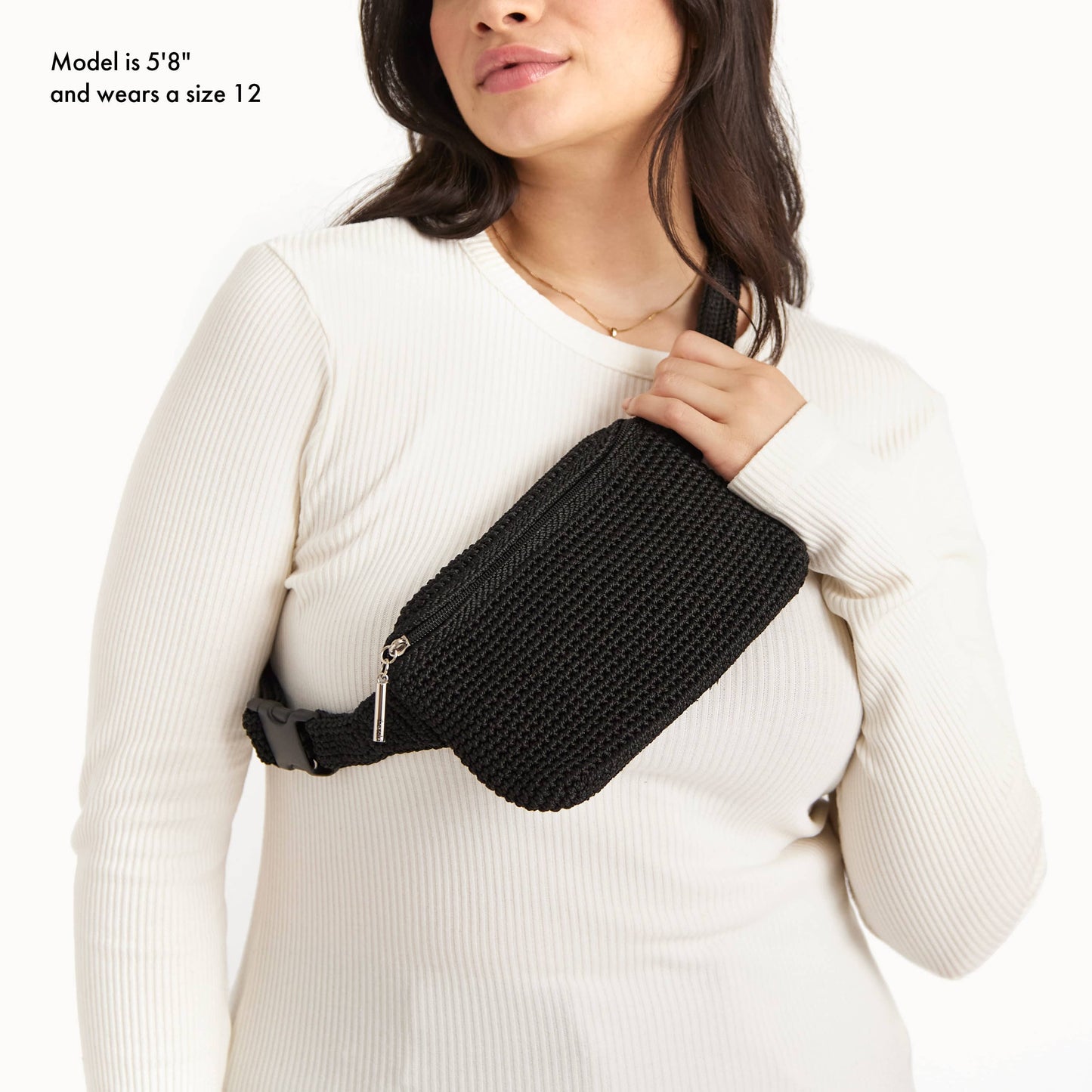 The Sak Caraway Small Belt Bag Crochet - |Black|