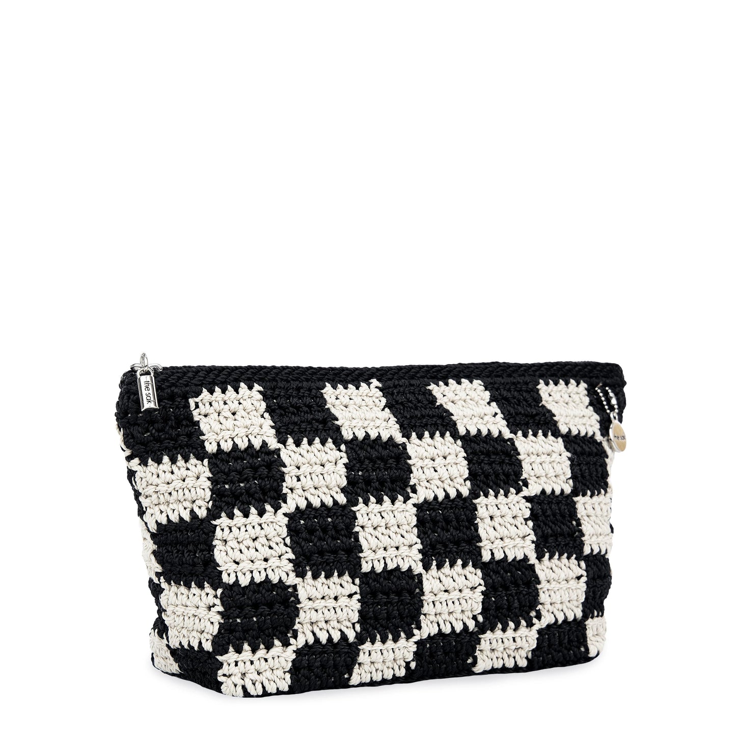 The Sak Essential Medium Pouch Crochet - |Black Check|